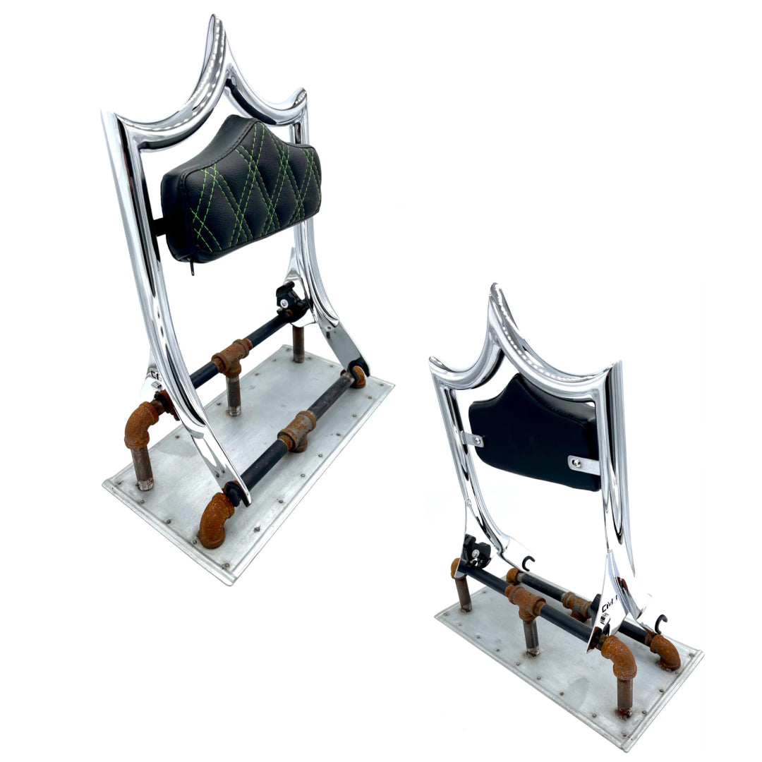 El Rey Backrest | 2009-2025 Dos Equis | Show Chrome Green Double Diamond | CMC Motorsports