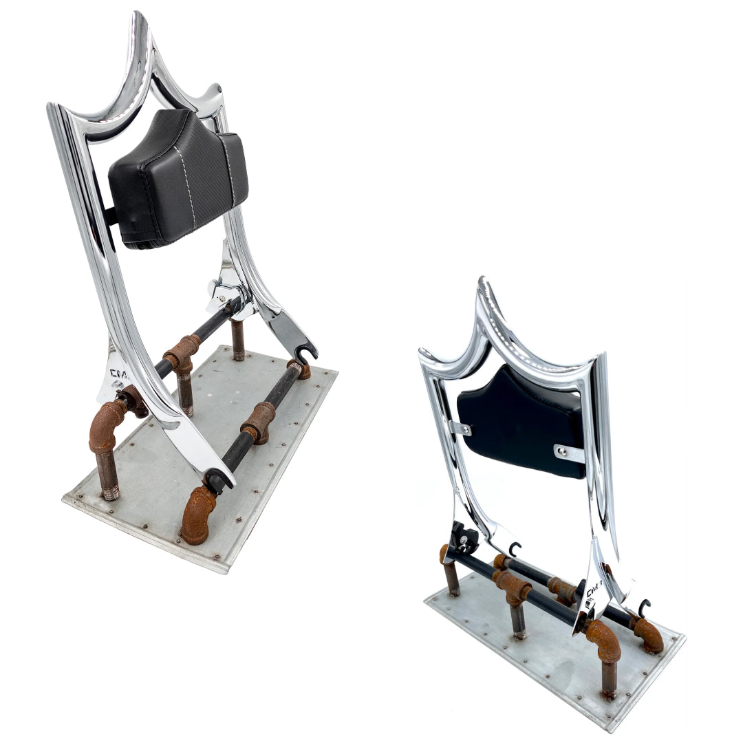 El Rey Backrest | 2009-2025 Dos Equis | Show Chrome Carbon Fiber White | CMC Motorsports