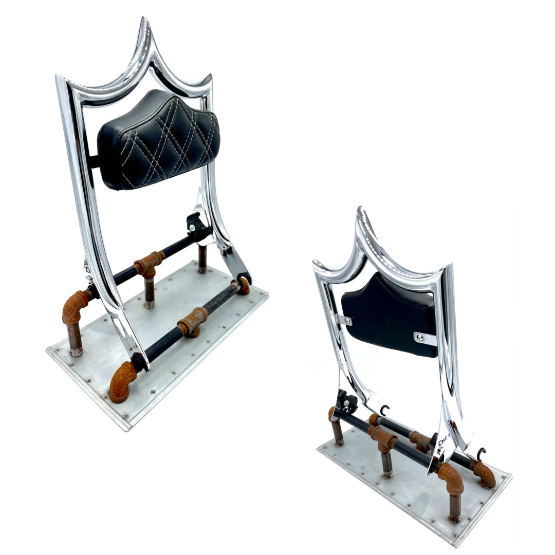 El Rey Backrest | 2009-2025 Dos Equis | Show Chrome White Double Diamond | CMC Motorsports