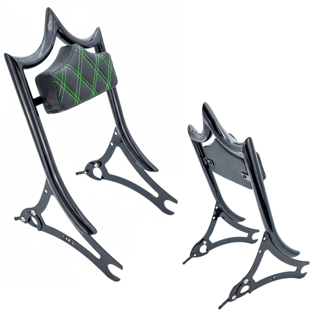 El Rey Backrest | 2014-2025 Indian | Gloss Black Green Double Diamond | CMC Motorsports