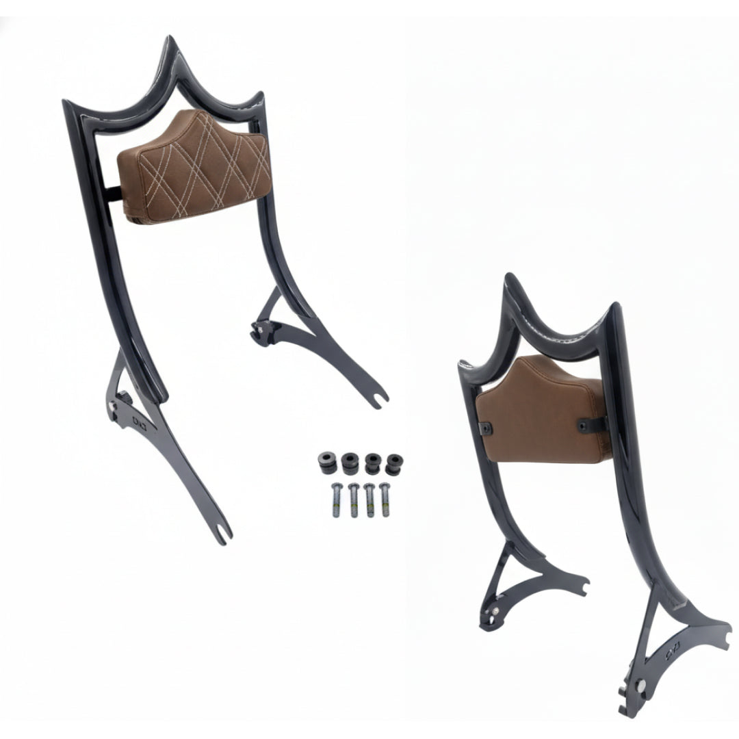 El Rey Backrest | Wide (Fat Boy & Breakout) | Gloss Black Viejito Vintage Brown | CMC Motorsports