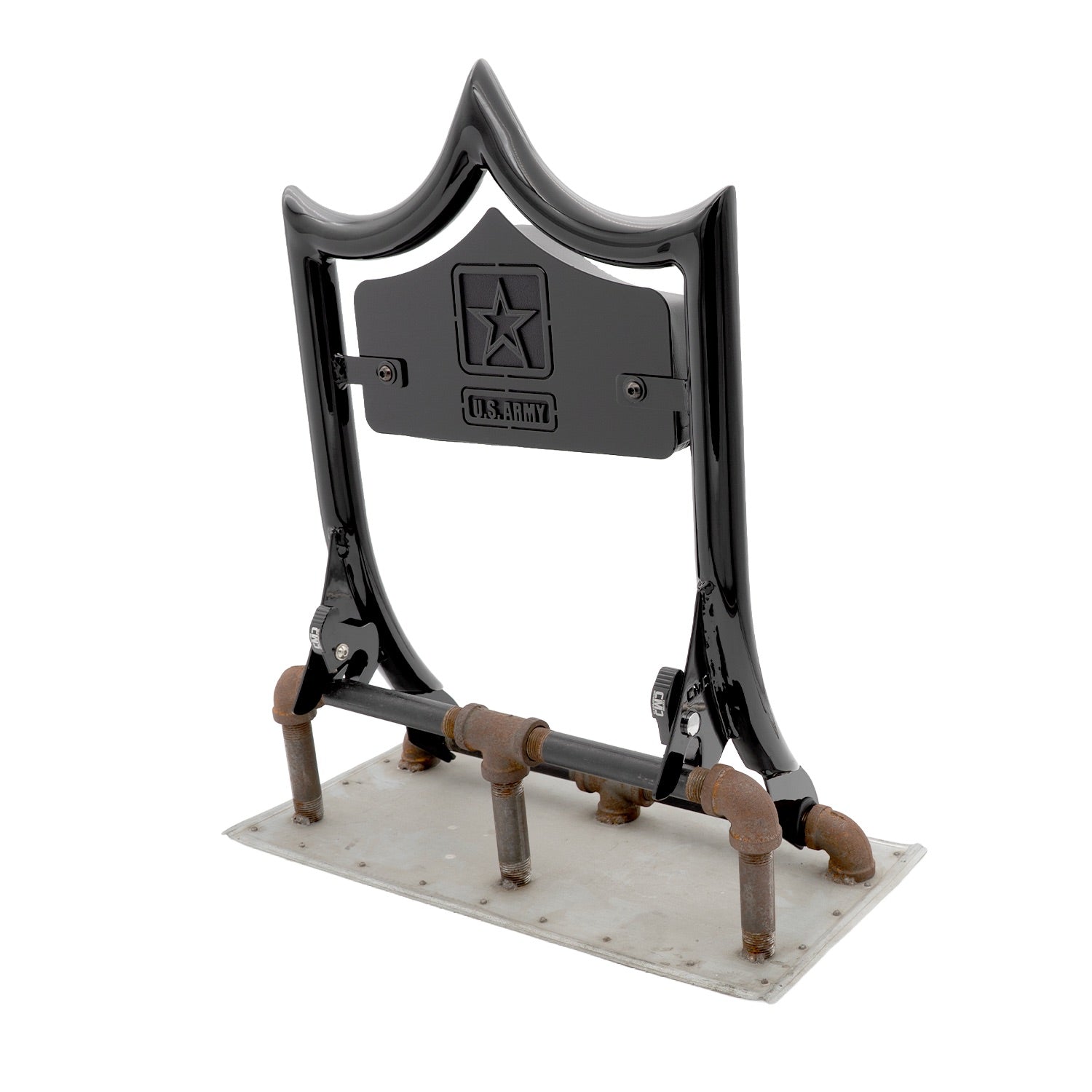 LARGE BACKPLATE for El Rey Backrest™ - ARMY (Chrome or Black) | | CMC Motorsports