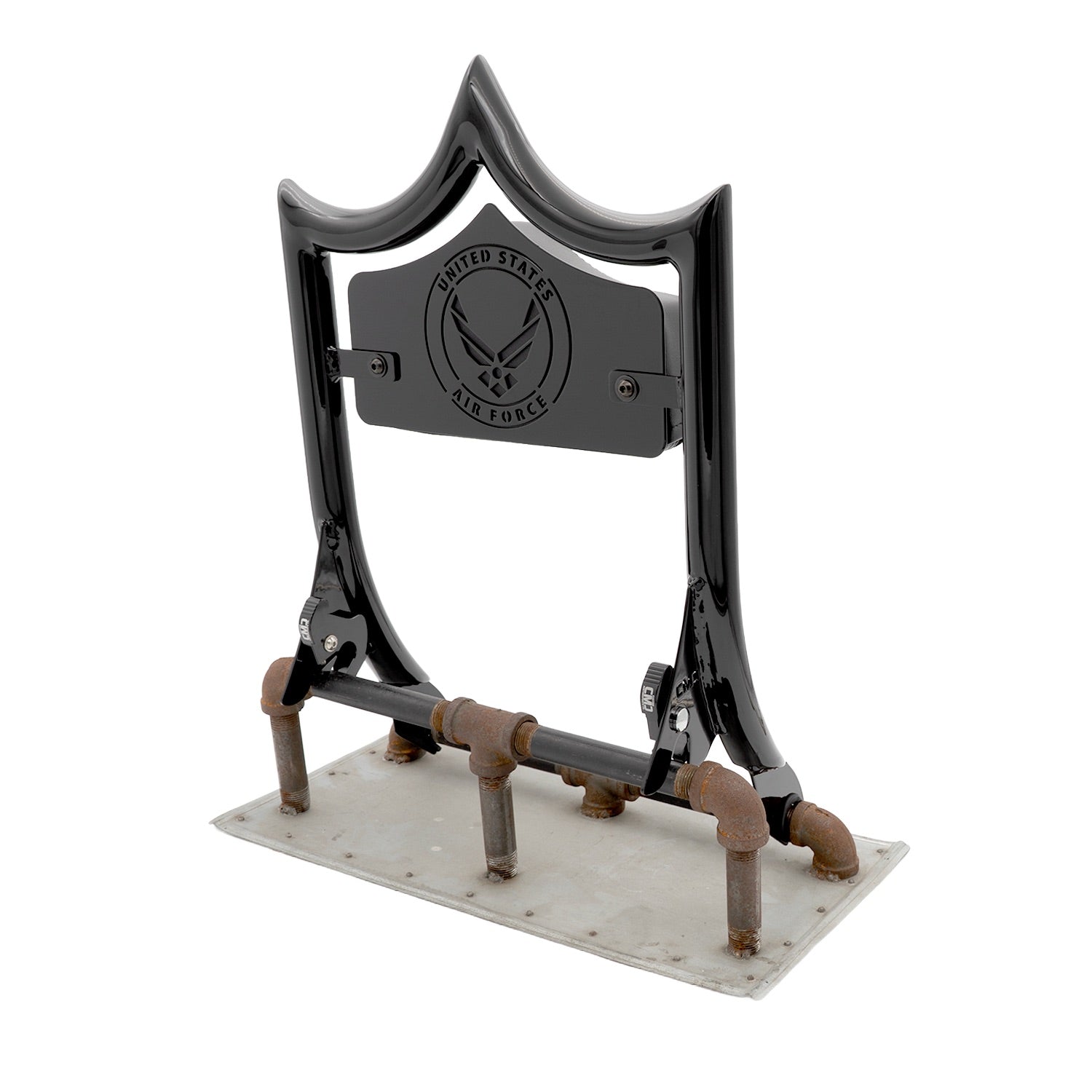 LARGE BACKPLATE for El Rey Backrest™ - AIR FORCE (Chrome or Black) | | CMC Motorsports