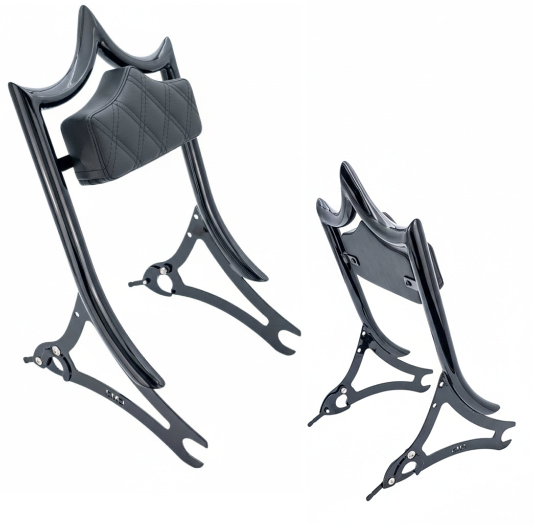 El Rey Backrest | 2014-2026 Indian | Dealer | Gloss Black Black Double Diamond | CMC Motorsports