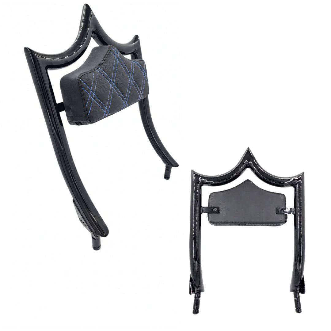 El Rey "TRIKE" Backrest | Gloss Black Blue Double Diamond | CMC Motorsports