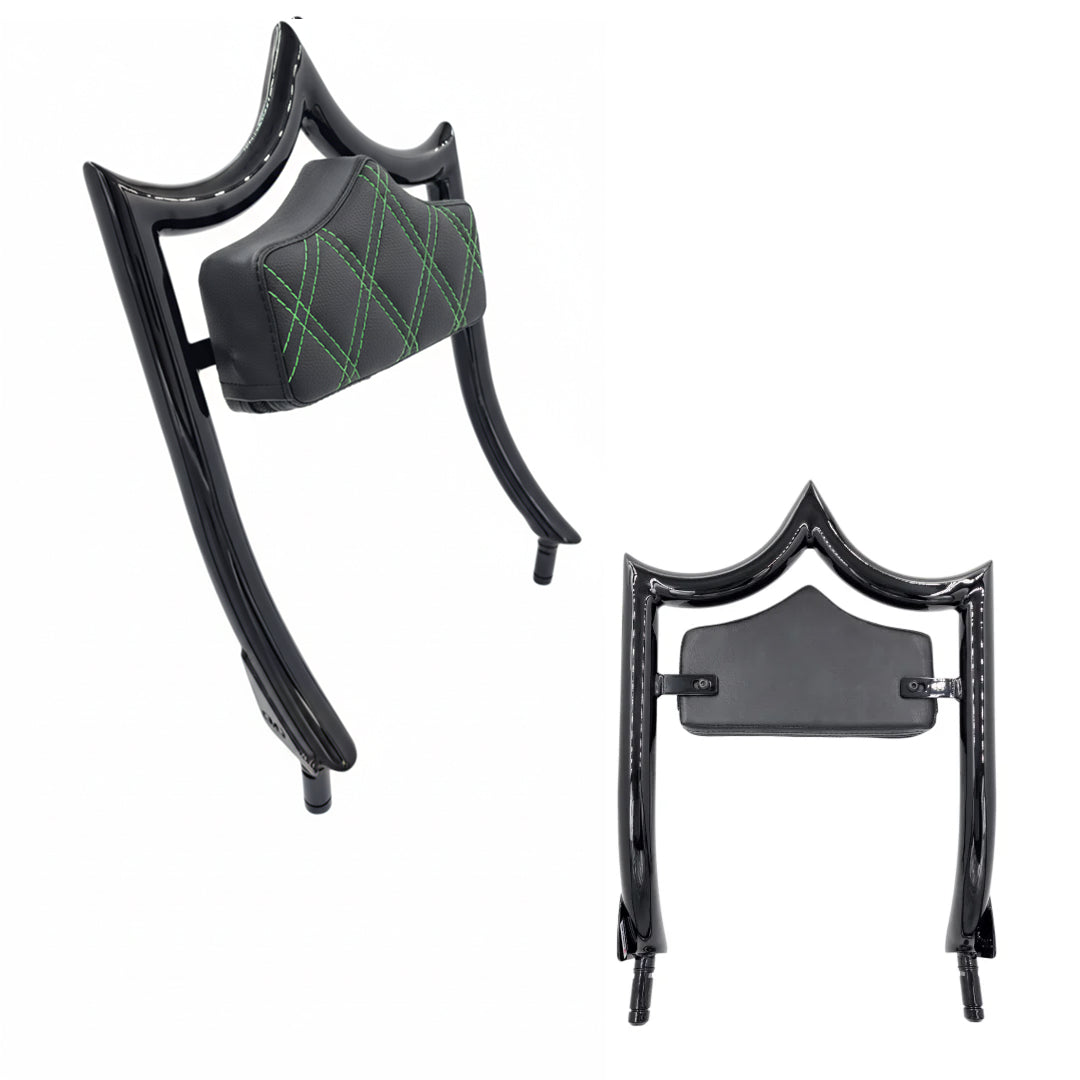 El Rey "TRIKE" Backrest | Gloss Black Green Double Diamond | CMC Motorsports