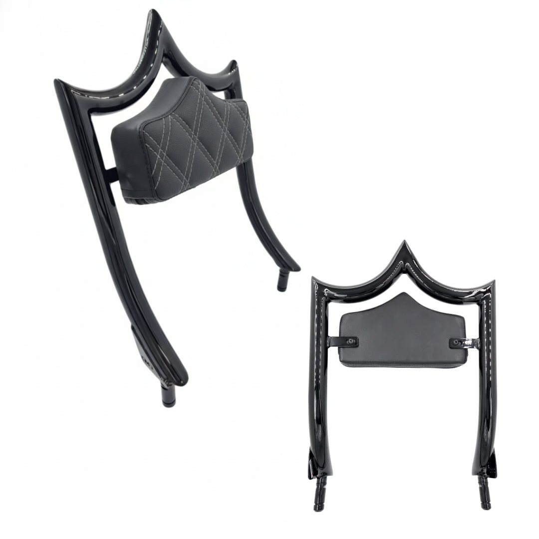 El Rey "TRIKE" Backrest | Gloss Black Charcoal Double Diamond | CMC Motorsports