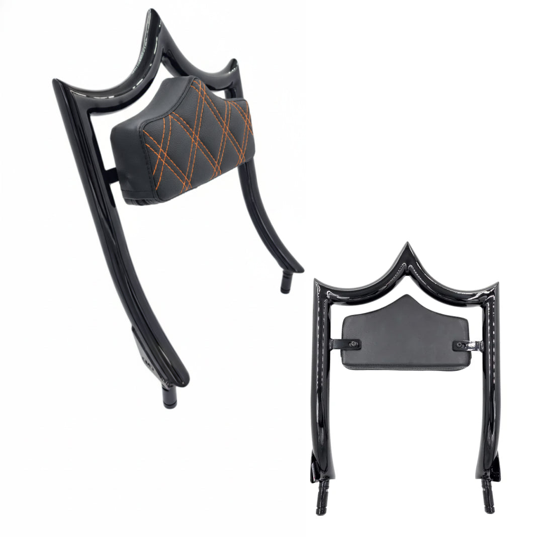 El Rey "TRIKE" Backrest | Gloss Black Orange Double Diamond | CMC Motorsports