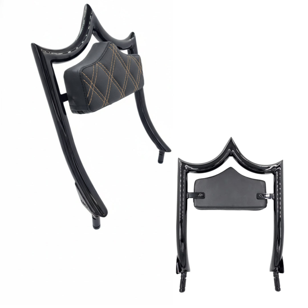 El Rey "TRIKE" Backrest | Gloss Black Sand Double Diamond | CMC Motorsports