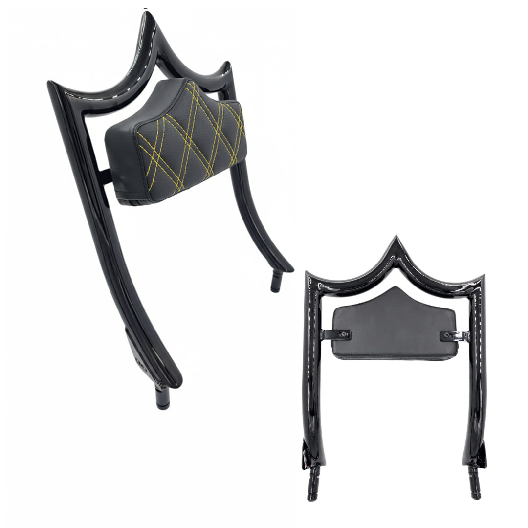El Rey "TRIKE" Backrest | Gloss Black Yellow Double Diamond | CMC Motorsports