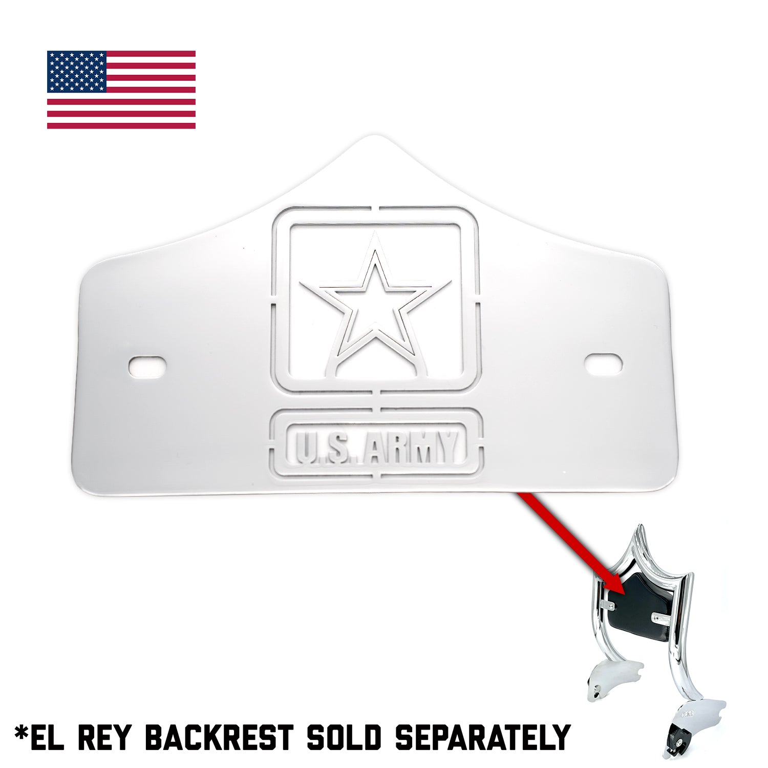 SMALL BACKPLATE for El Rey Backrest™ - ARMY (Chrome or Black) | Show Chrome | CMC Motorsports