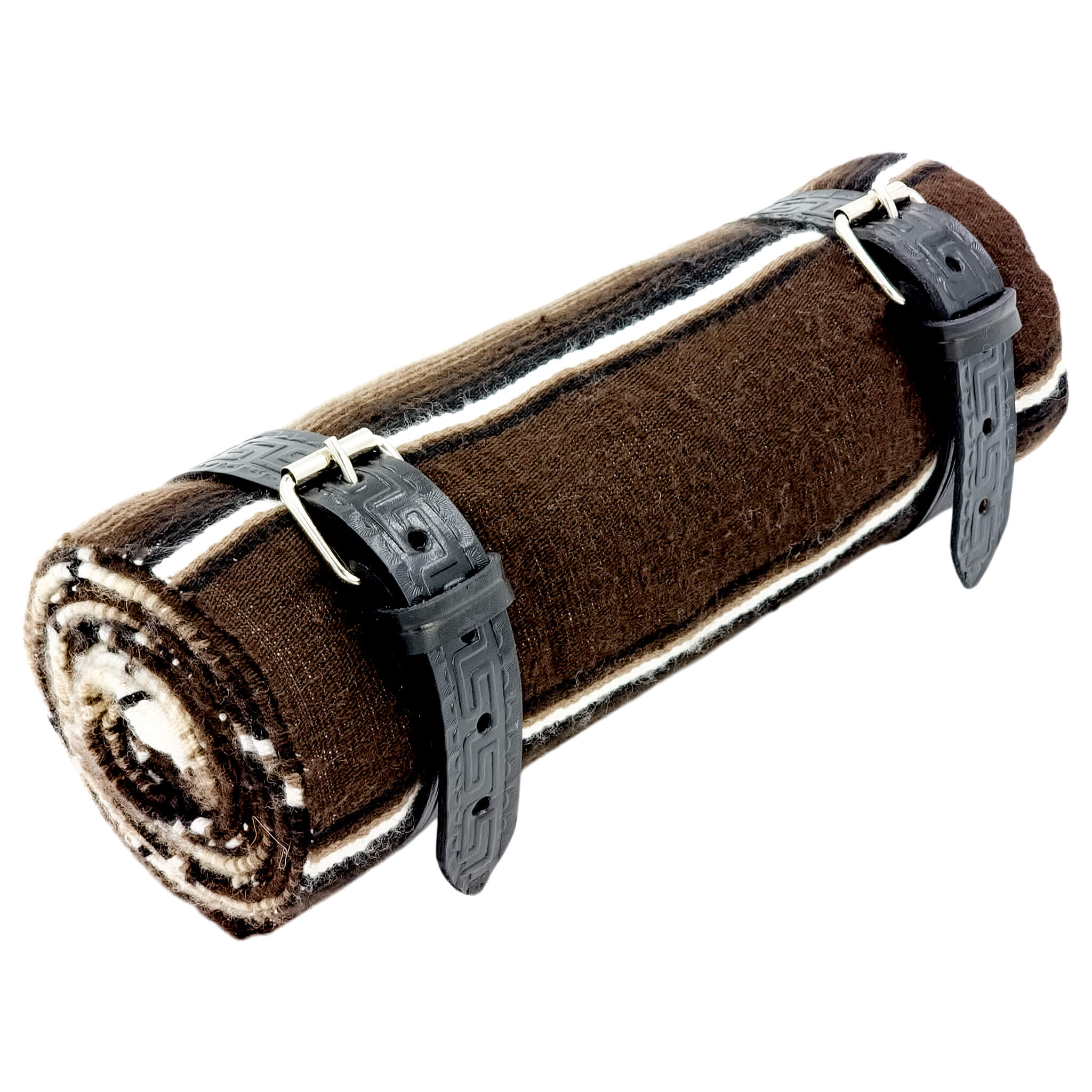 El Rey Serape Blanket Roll - Brown | Aztec Pattern (Black) | CMC Motorsports