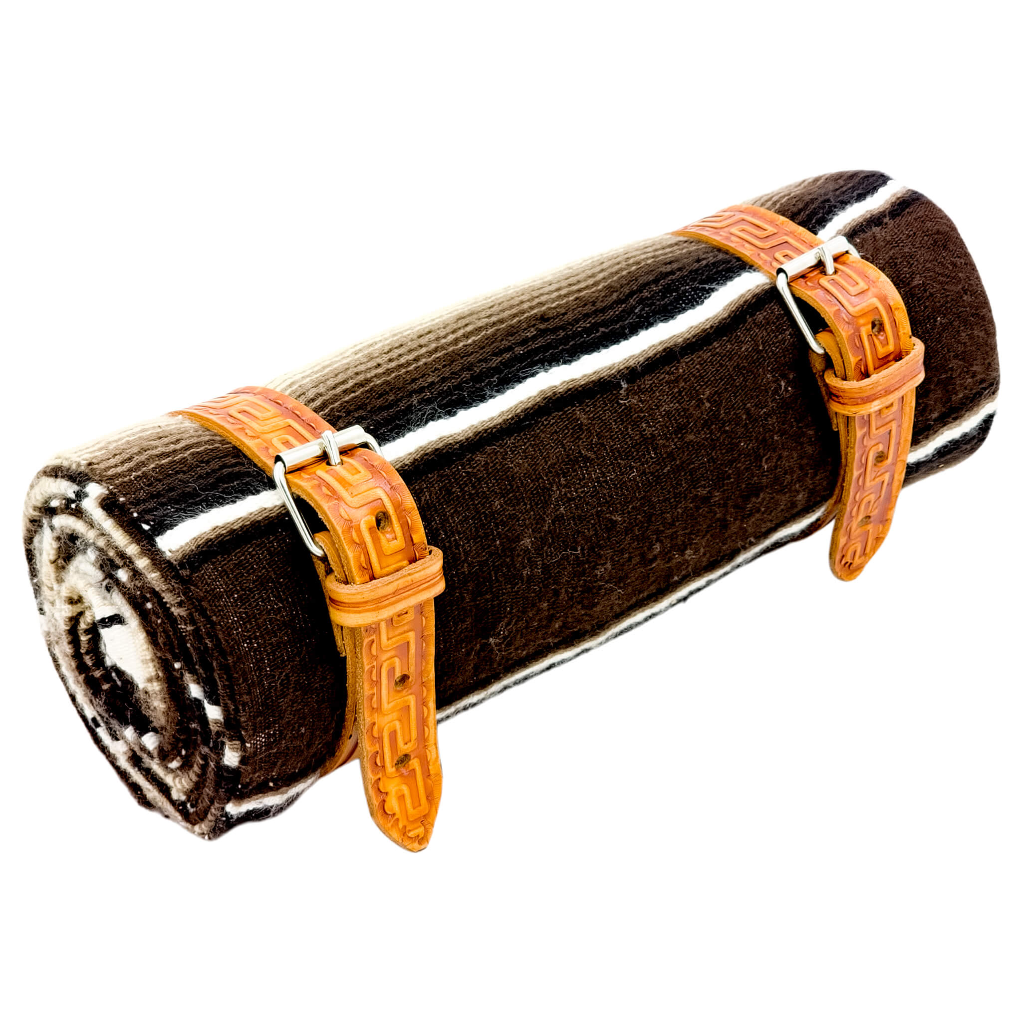 El Rey Serape Blanket Roll - Brown | Aztec Pattern (Tan) | CMC Motorsports
