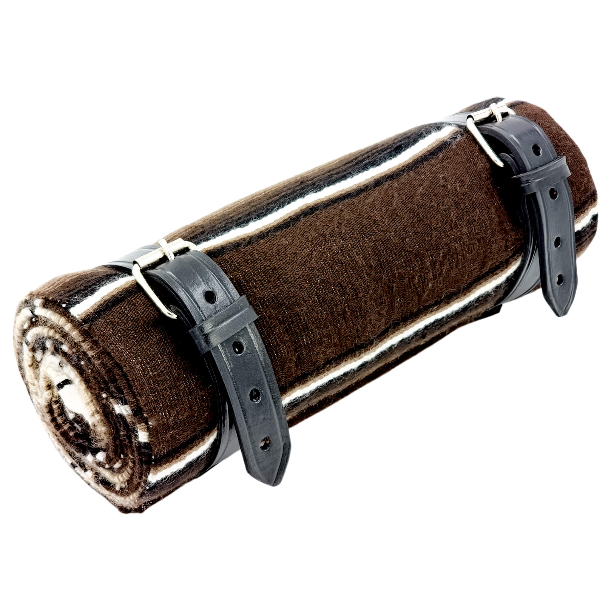 El Rey Serape Blanket Roll - Brown | Smooth Leather (Black) | CMC Motorsports