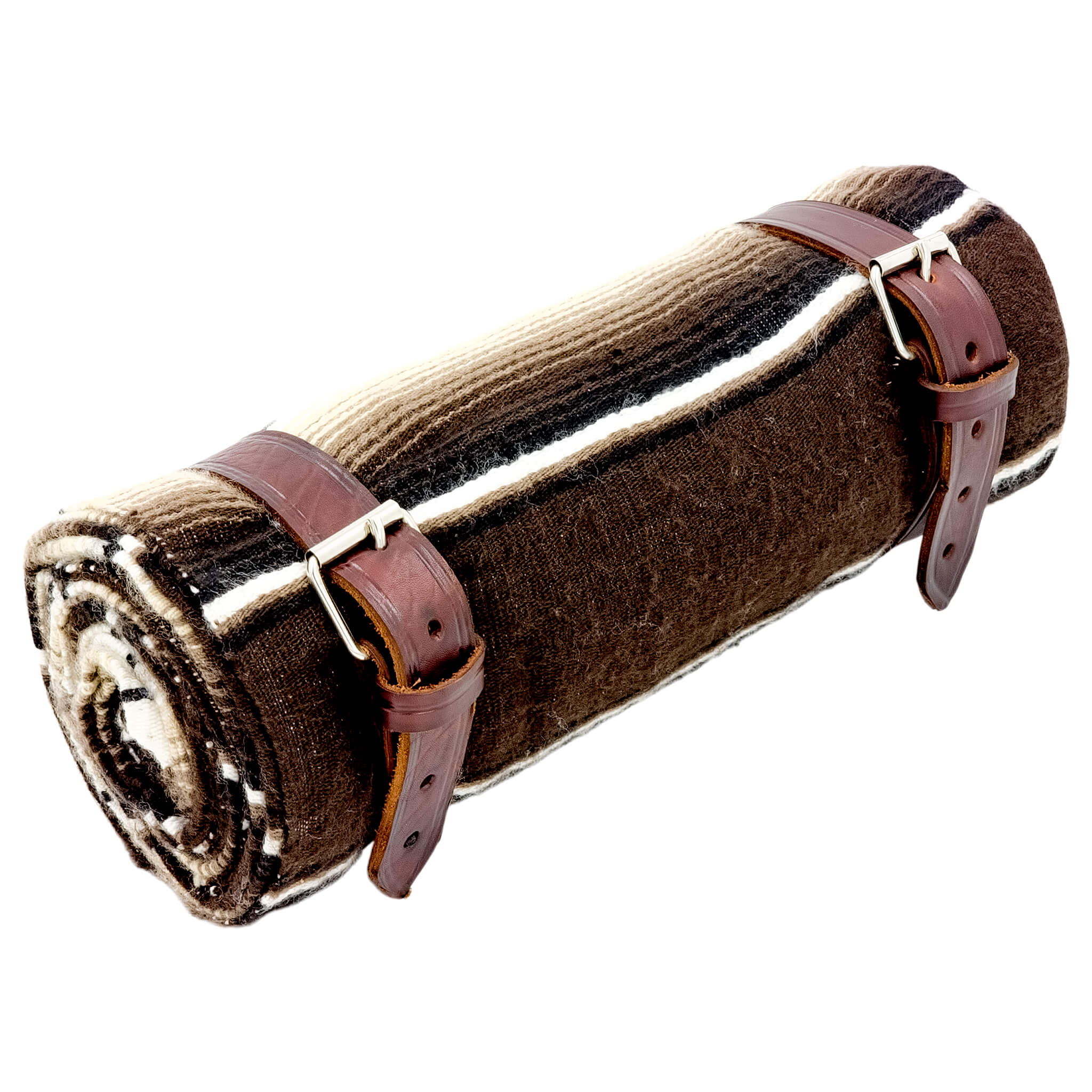 El Rey Serape Blanket Roll - Brown | Smooth Leather (Ox Blood) | CMC Motorsports