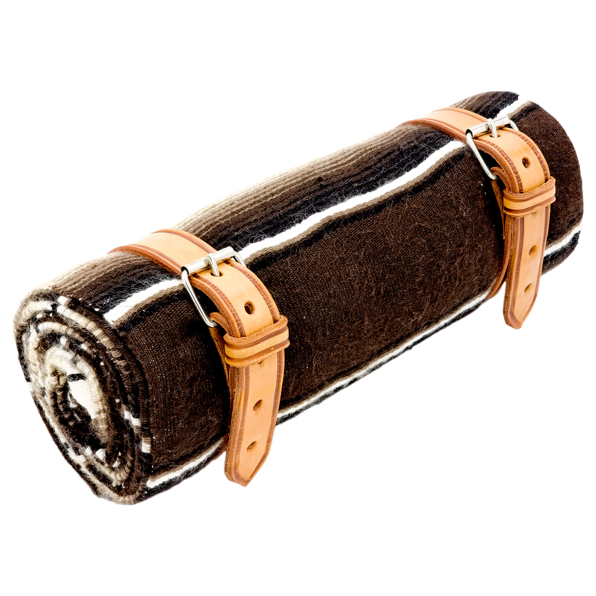 El Rey Serape Blanket Roll - Brown | Smooth Leather (Tan) | CMC Motorsports