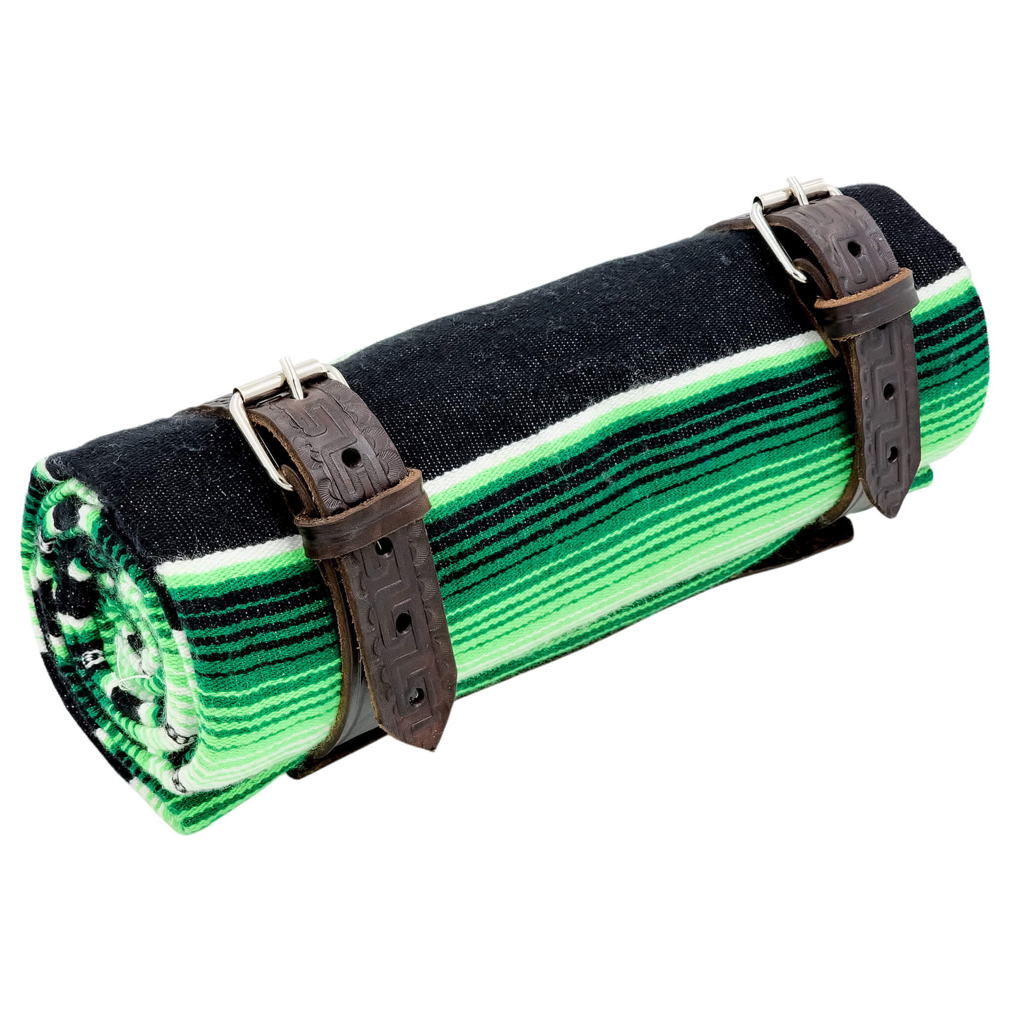 El Rey Serape Blanket Roll - Green | Aztec Pattern (Ox Blood) | CMC Motorsports