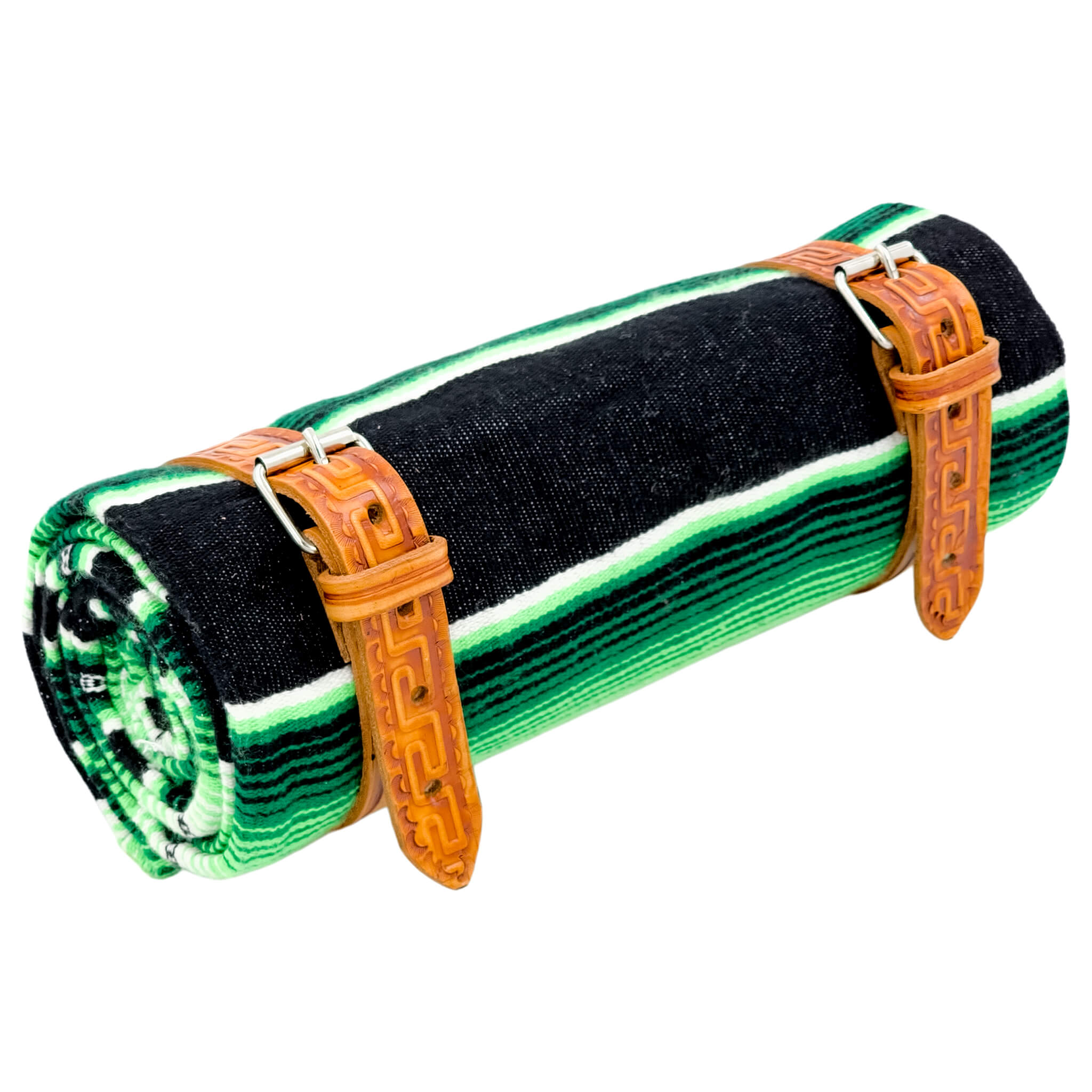El Rey Serape Blanket Roll - Green | Aztec Pattern (Tan) | CMC Motorsports