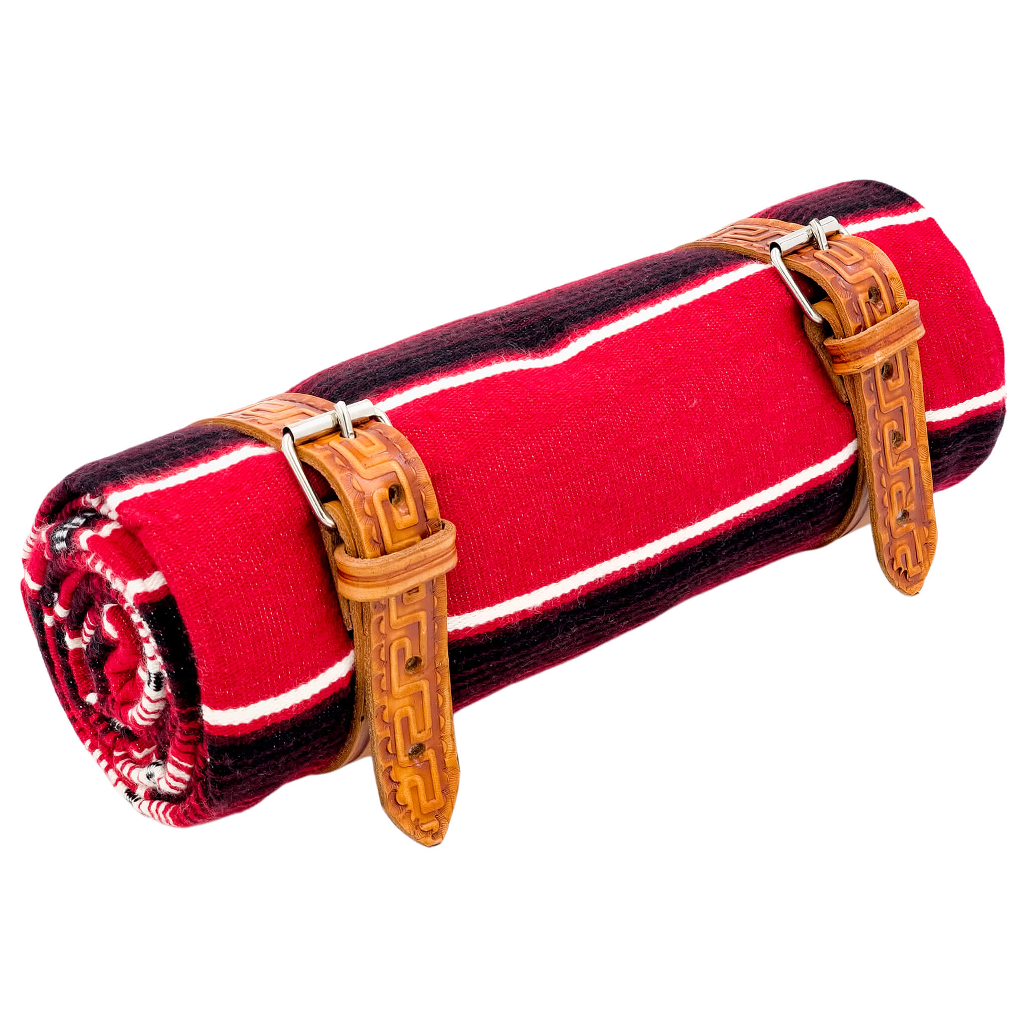 El Rey Serape Blanket Roll - Red | Aztec Pattern (Tan) | CMC Motorsports