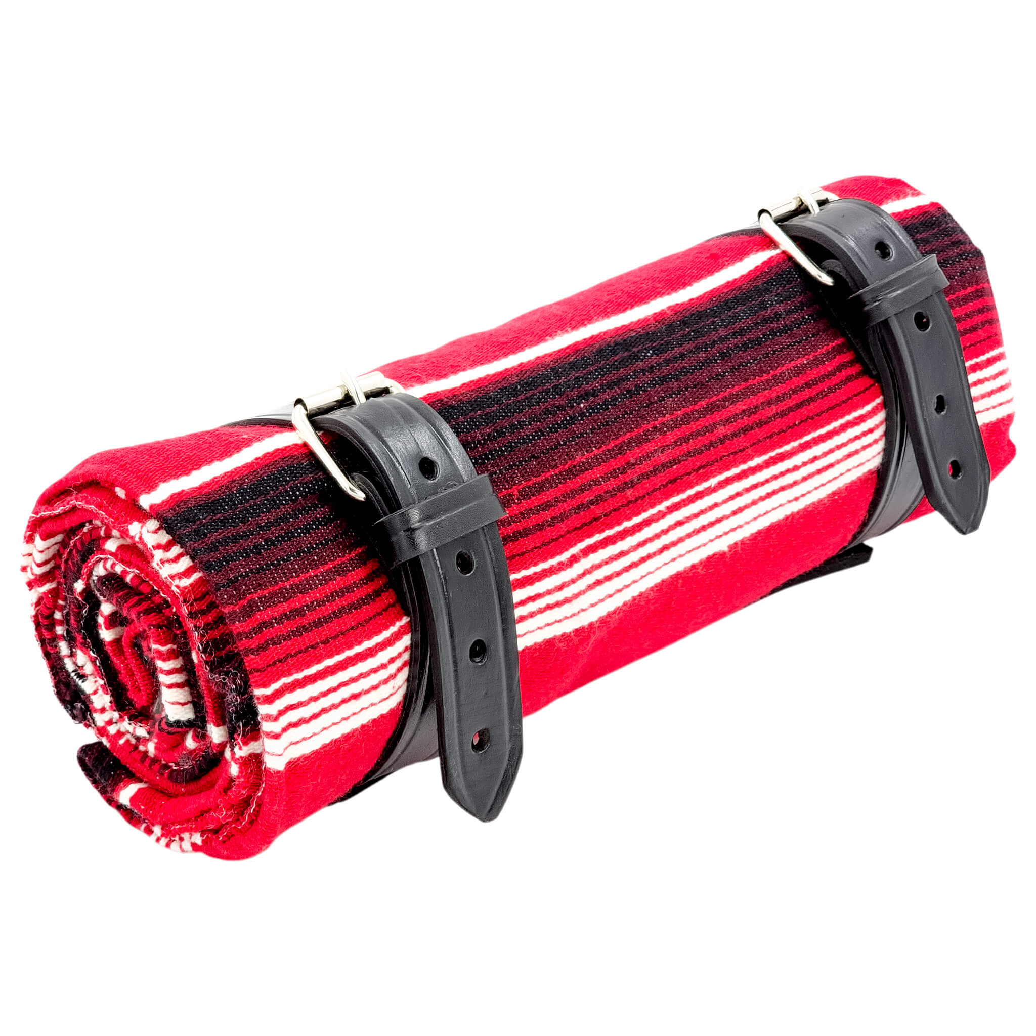 El Rey Serape Blanket Roll - Red | Smooth (Black) | CMC Motorsports