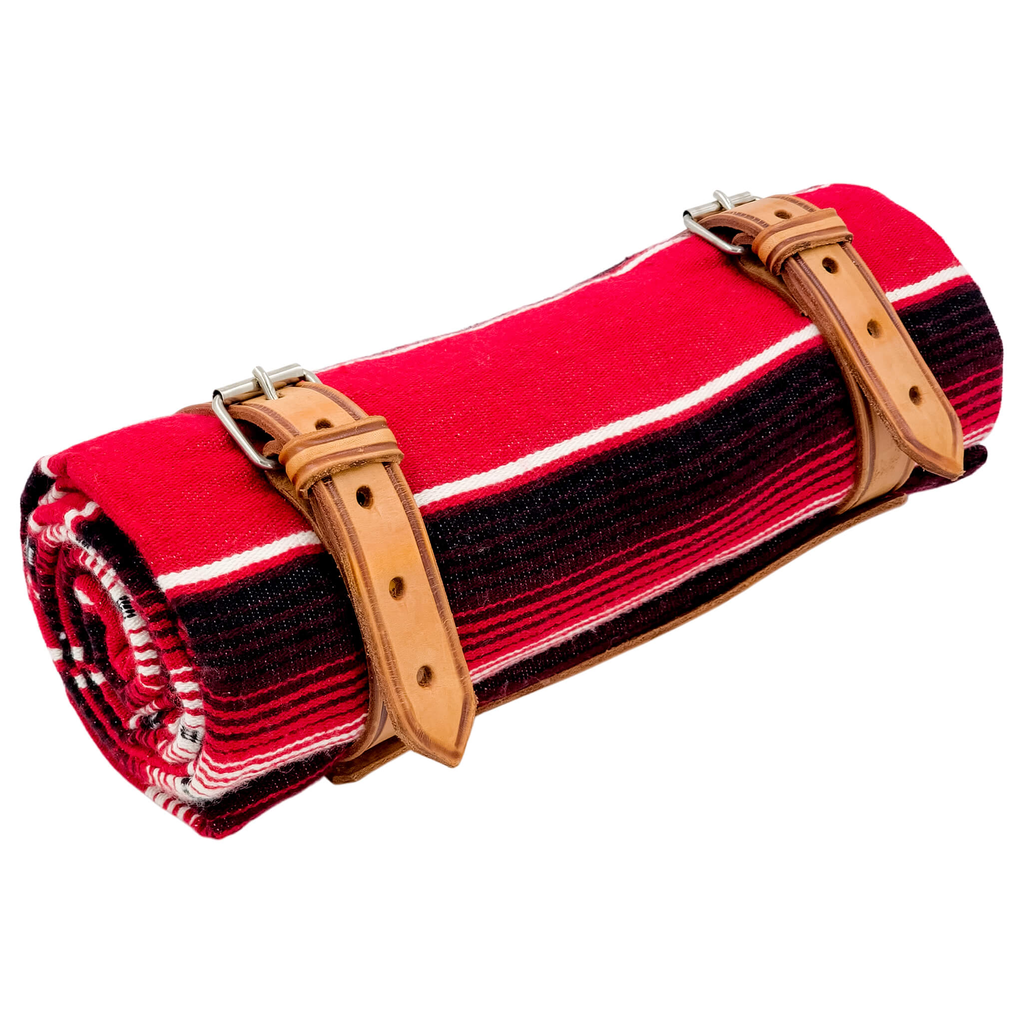 El Rey Serape Blanket Roll - Red | Smooth (Tan) | CMC Motorsports
