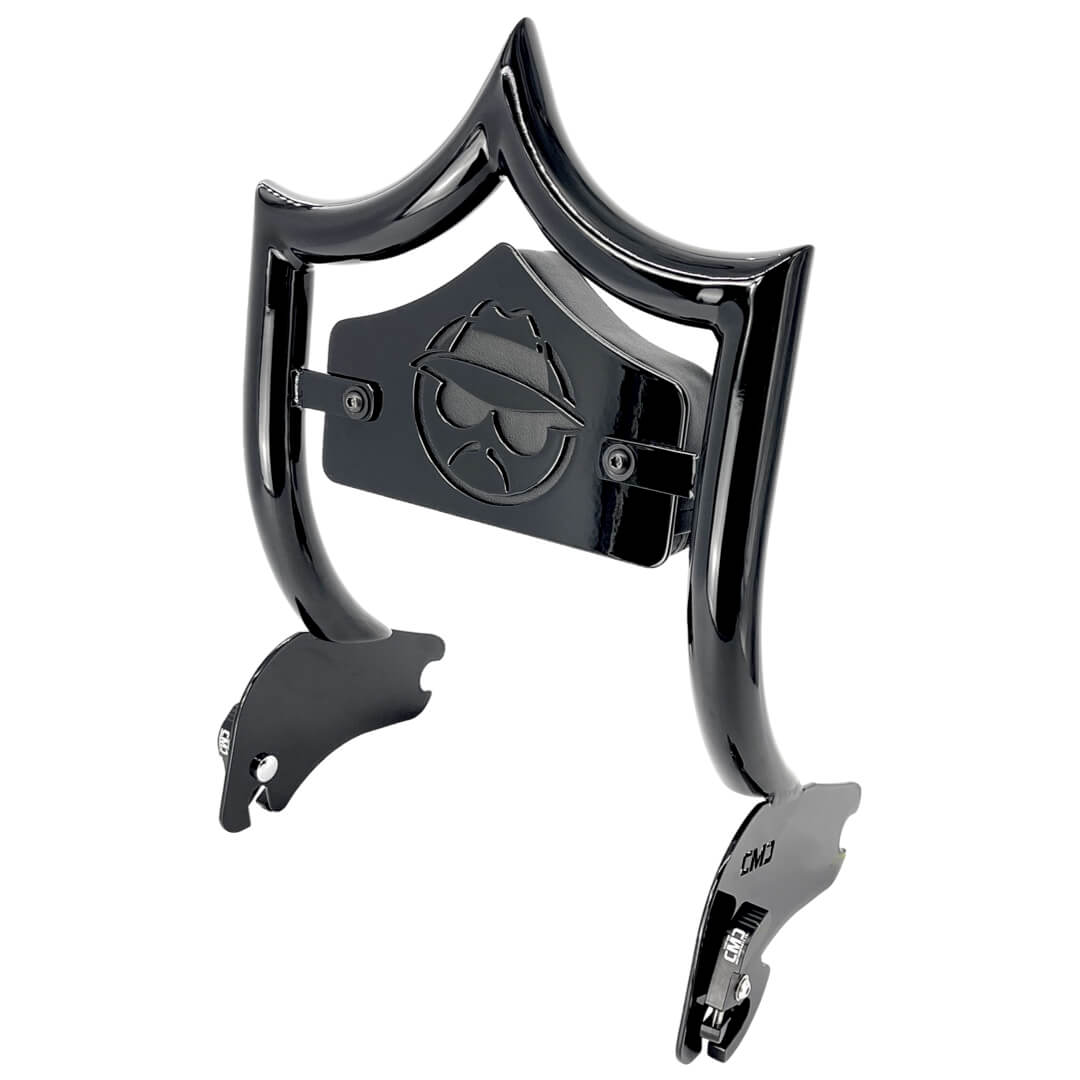 SMALL BACKPLATE for El Rey Backrest™ - VATO LOCO (Chrome or Black) | Gloss Black | CMC Motorsports