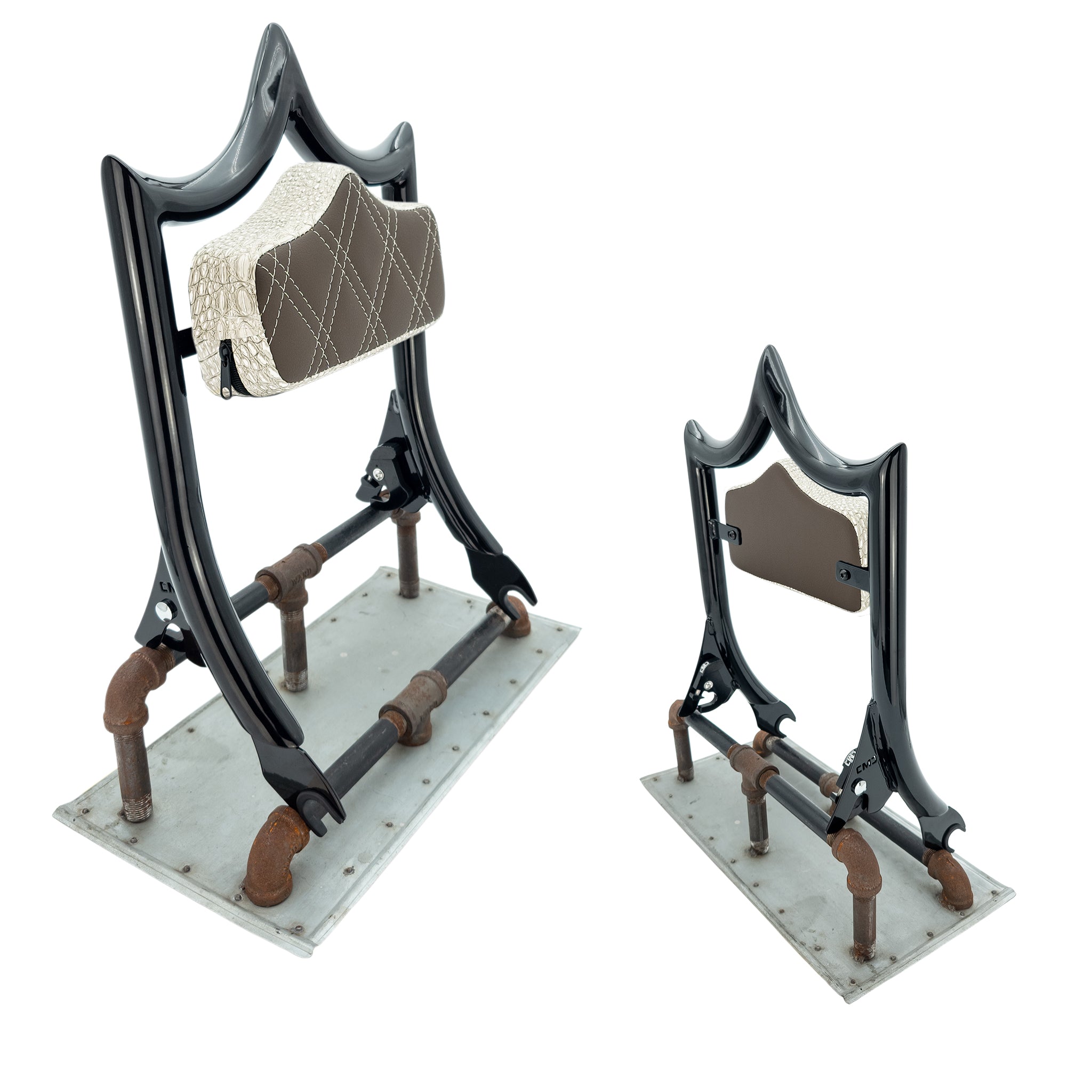El Rey Backrest | 2009-2025 Classic | Luxe | Gloss Black Gator - Antique Bone | CMC Motorsports