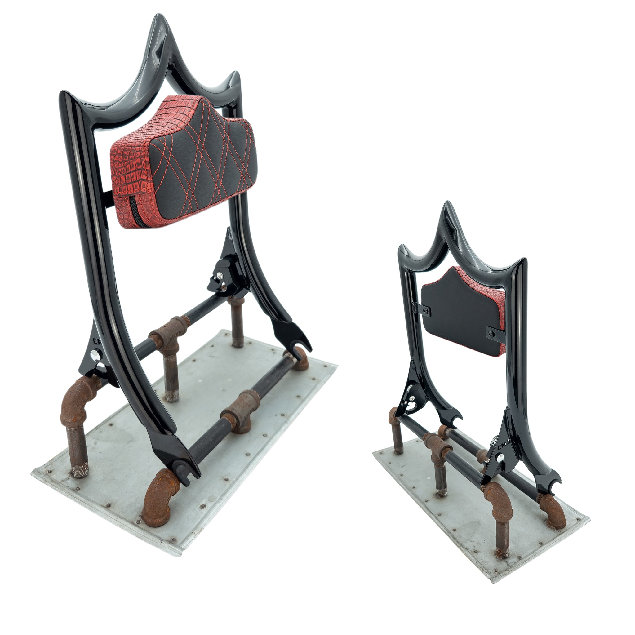 El Rey Backrest | 2009-2025 Classic | Luxe | Gloss Black Gator - Red Amber | CMC Motorsports
