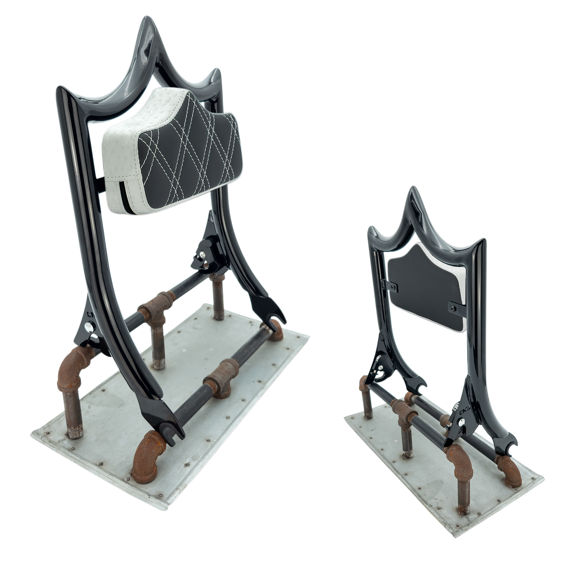 El Rey Backrest | 2009-2025 Classic | Luxe | Gloss Black Ostrich - Ghost | CMC Motorsports