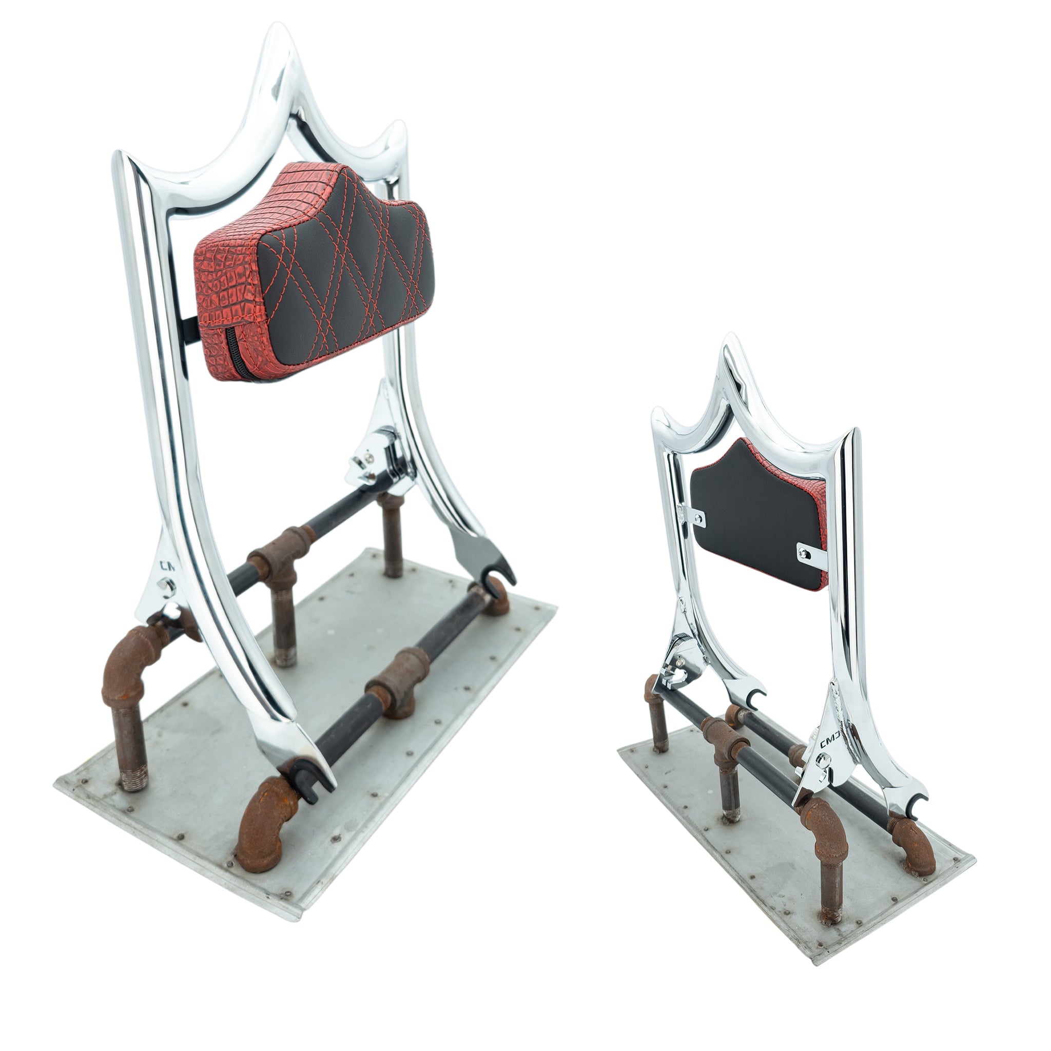 El Rey Backrest | 2009-2025 Classic | Luxe | Show Chrome Gator - Red Amber | CMC Motorsports