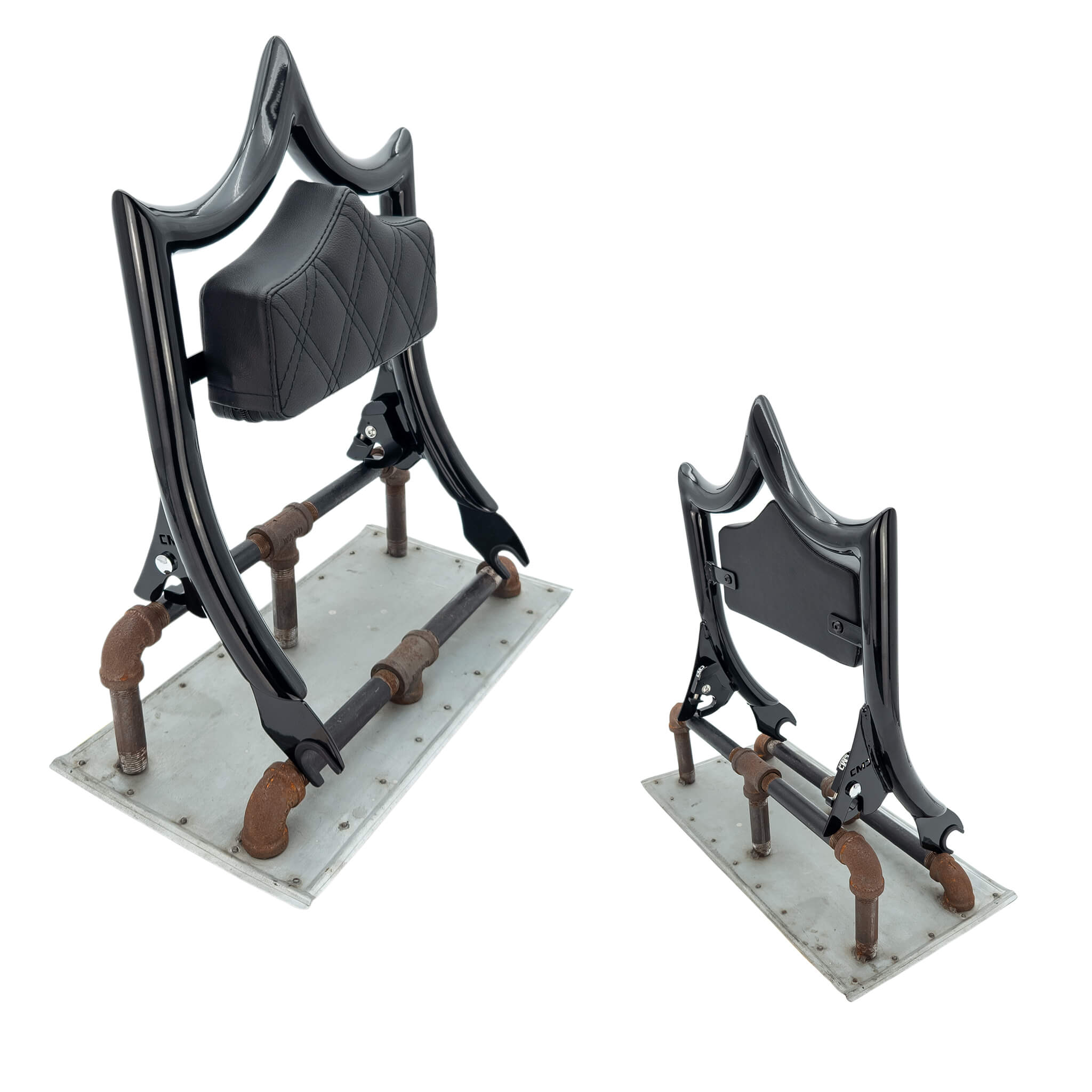 El Rey Backrest | 2009-2025 Touring "SHORTY" | Gloss Black Black Double Diamond | CMC Motorsports