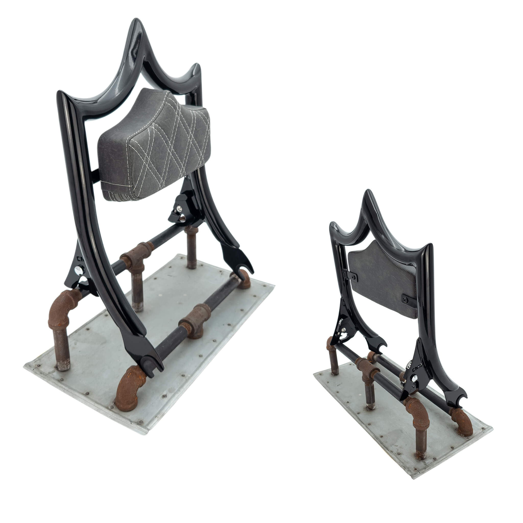 El Rey Backrest | 2009-2025 Touring "SHORTY" | Gloss Black Viejito Vintage Black | CMC Motorsports