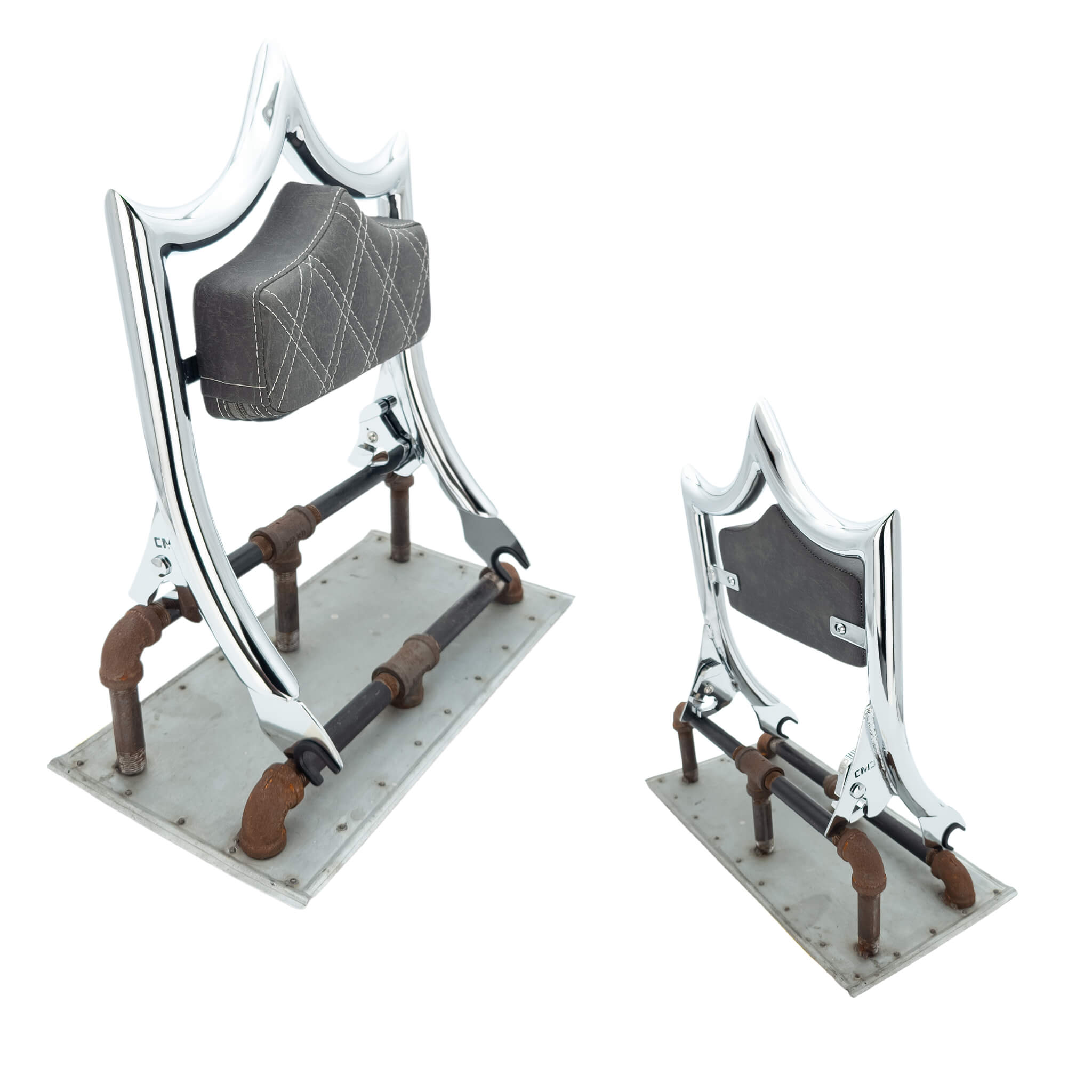 El Rey Backrest | 2009-2025 Touring "SHORTY" | Show Chrome Viejito Vintage Black | CMC Motorsports