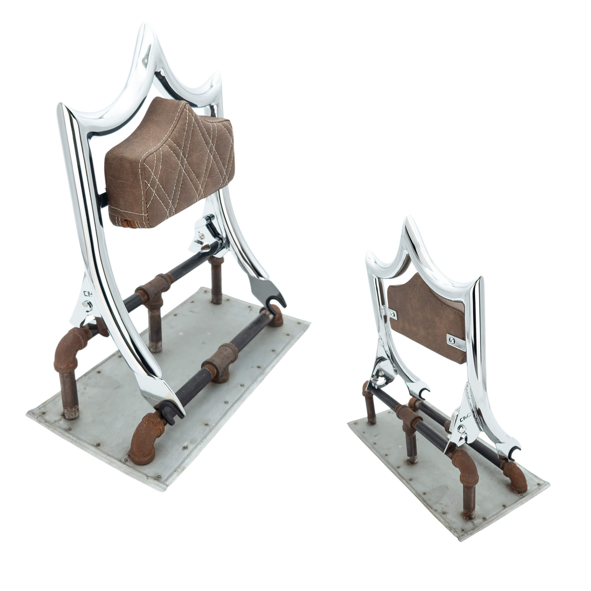 El Rey Backrest | 2009-2025 Touring "SHORTY" | Show Chrome Viejito Vintage Brown | CMC Motorsports