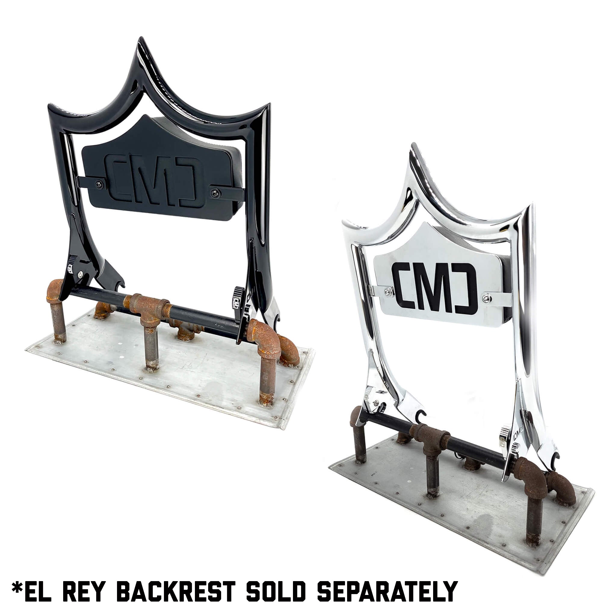 LARGE BACKPLATE for El Rey Backrest™ - CMC BOLD (Chrome or Black) | | CMC Motorsports