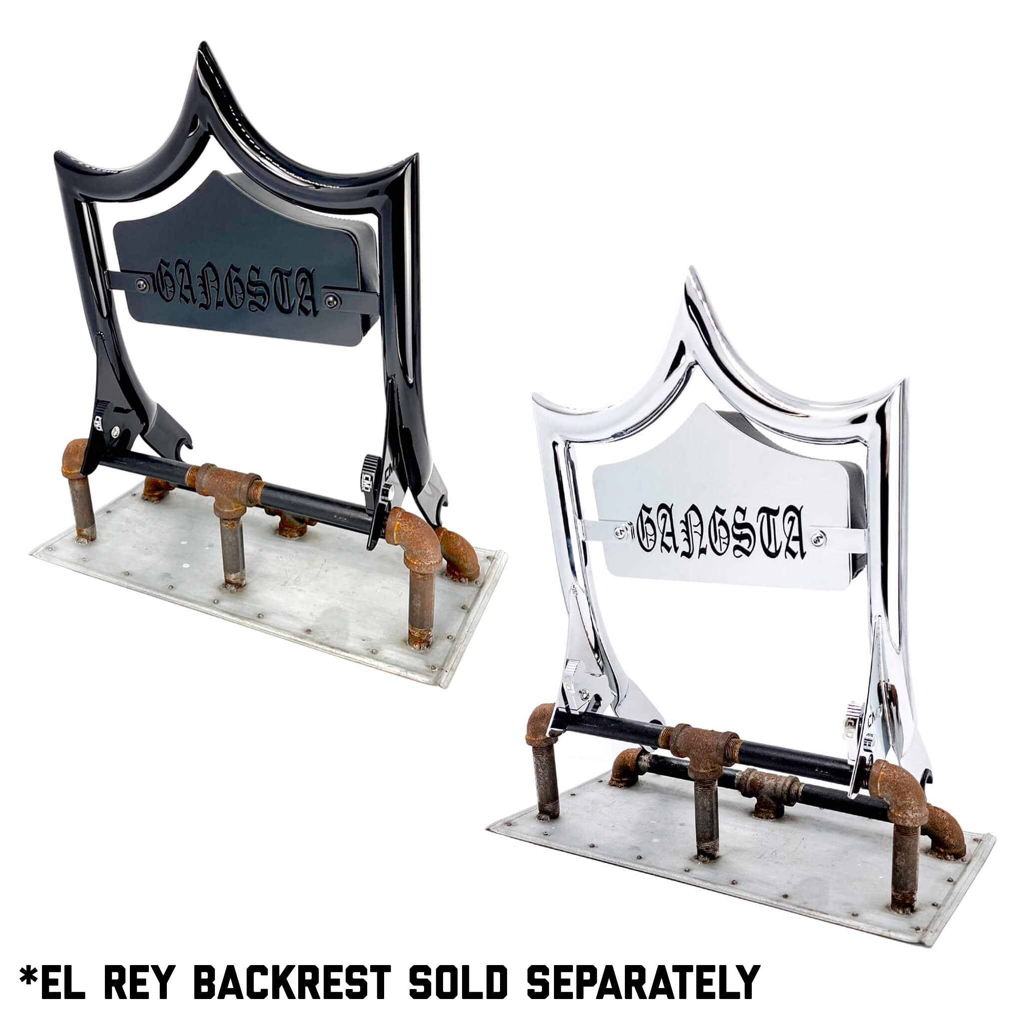LARGE BACKPLATE for El Rey Backrest™ - GANGSTA (Chrome or Black) | | CMC Motorsports