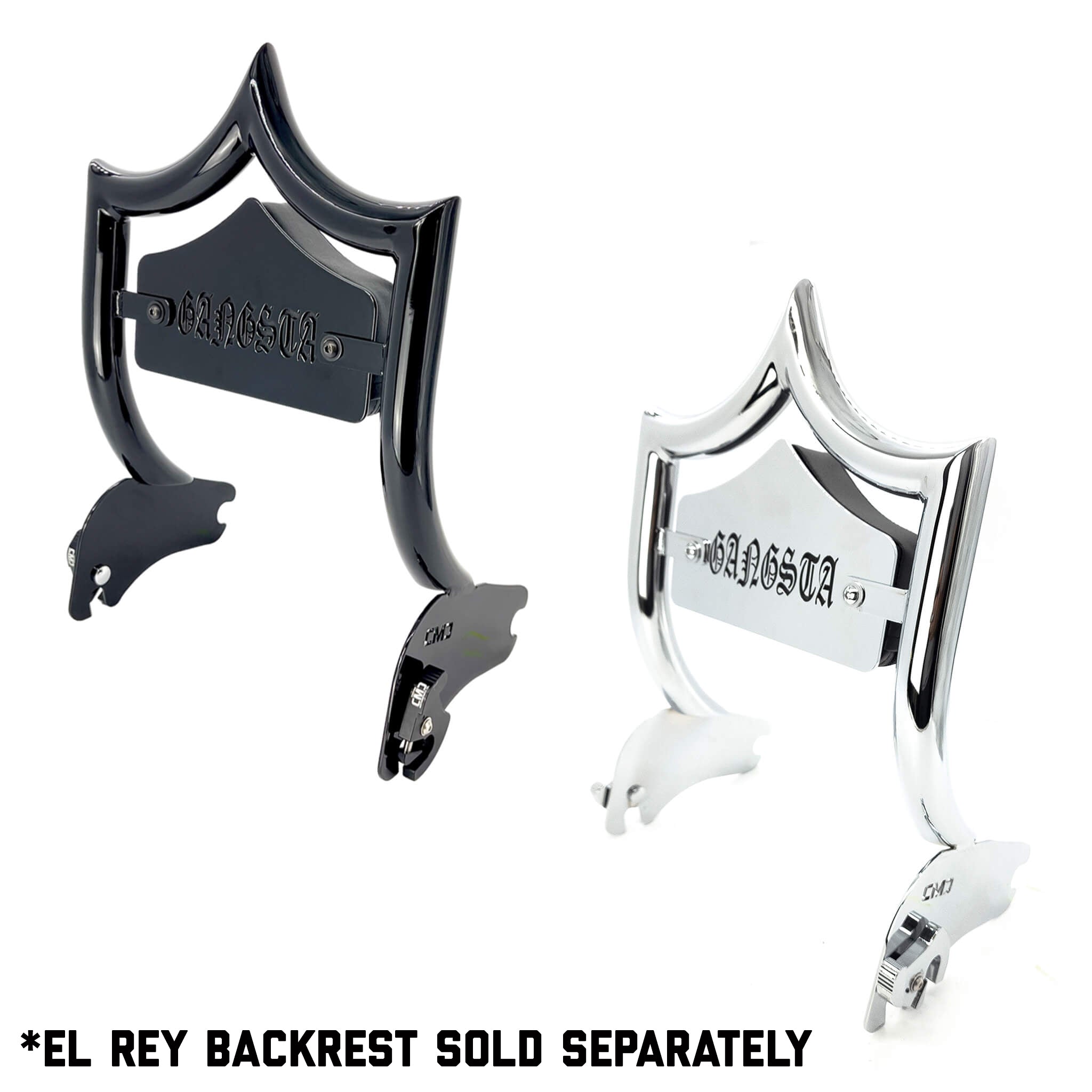 SMALL BACKPLATE for El Rey Backrest™ - GANGSTA (Chrome or Black) | | CMC Motorsports