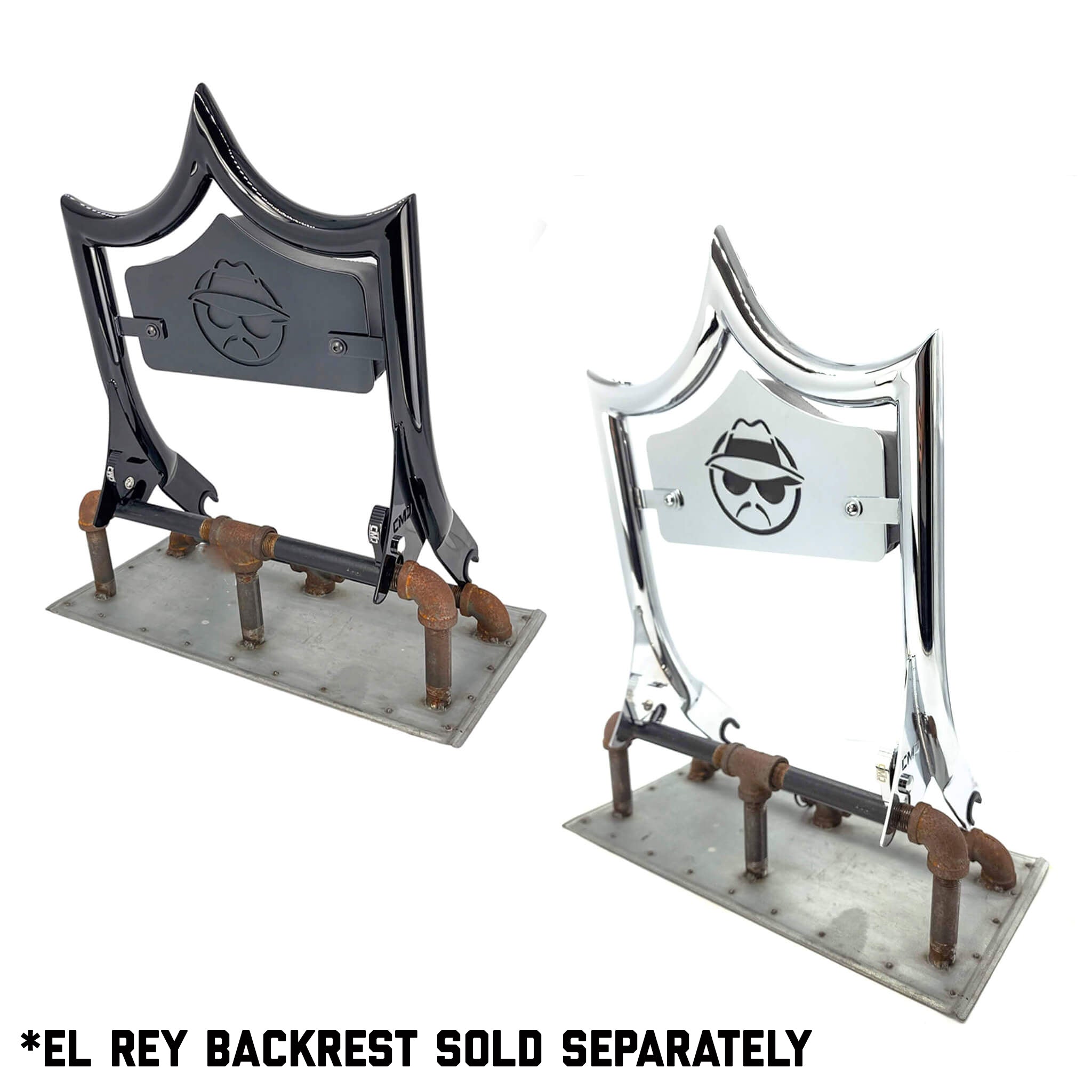 LARGE BACKPLATE for El Rey Backrest™ - VATO LOCO (Chrome or Black) | | CMC Motorsports