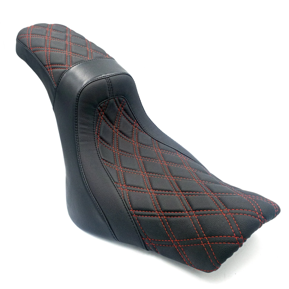 "Level-Up" 2UP | M8 Softail Seat 2018-2025 | Red Double Diamond | CMC Motorsports