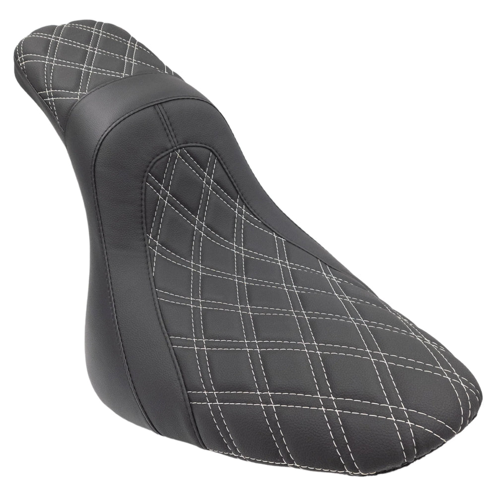 The FASTBACK 2Up | Softail Seat 2000-2017 | White Double Diamond | CMC Motorsports