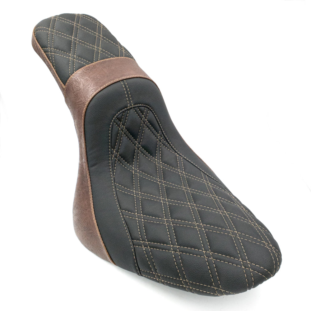 The FASTBACK 2Up | Softail Seat 2000-2017 | Revolver Engraved Brown Double Diamond 21 BUSINESS DAY PRODUCTION LEAD TIME | CMC Motorsports