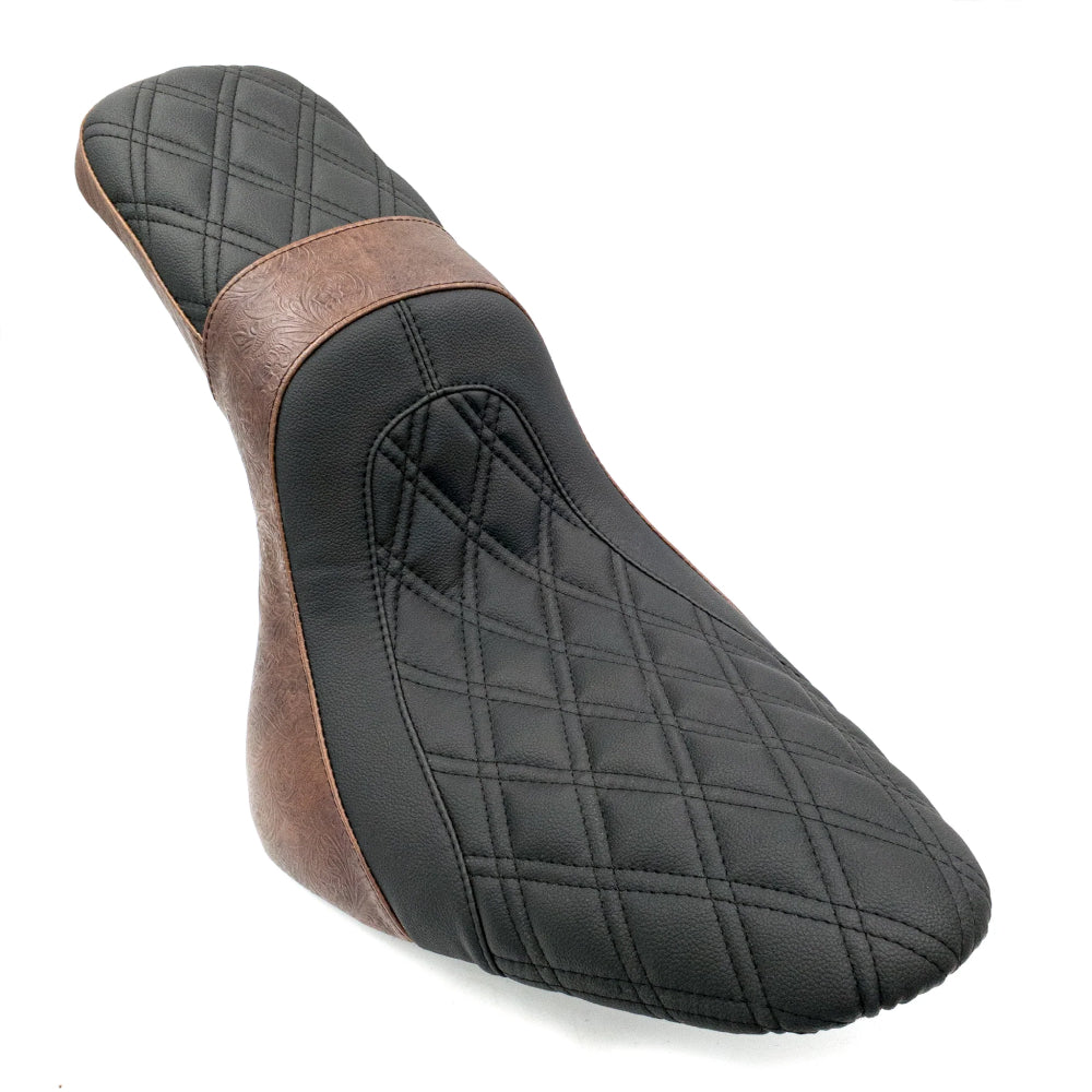 The FASTBACK 2Up | Softail Seat 2000-2017 | Revolver Engraved Black Double Diamond 21 BUSINESS DAY PRODUCTION LEAD TIME | CMC Motorsports