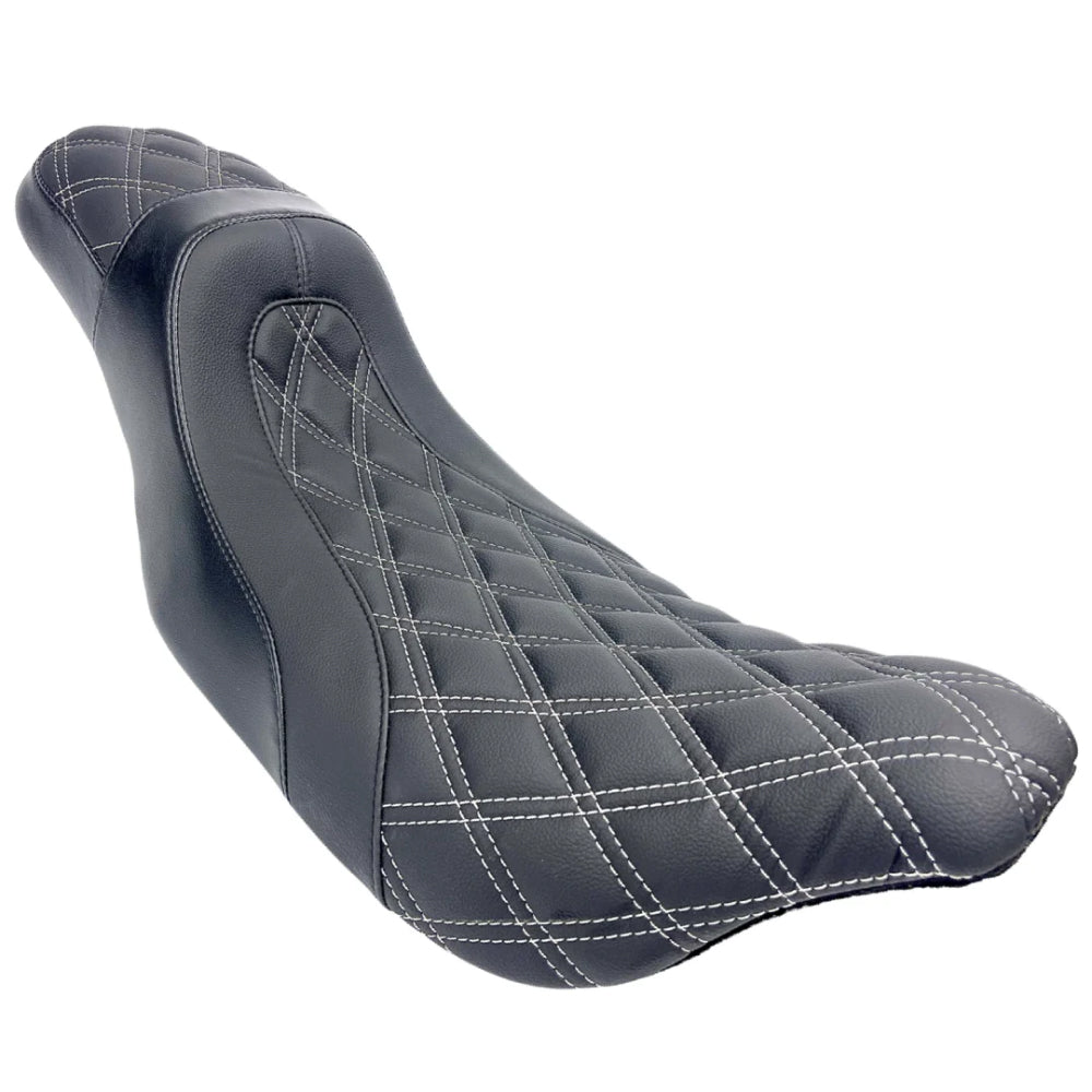 FASTBACK "LARGO" 2Up (Designed For TALL Riders) | Touring Seat '08-'23 | White Double Diamond | CMC Motorsports