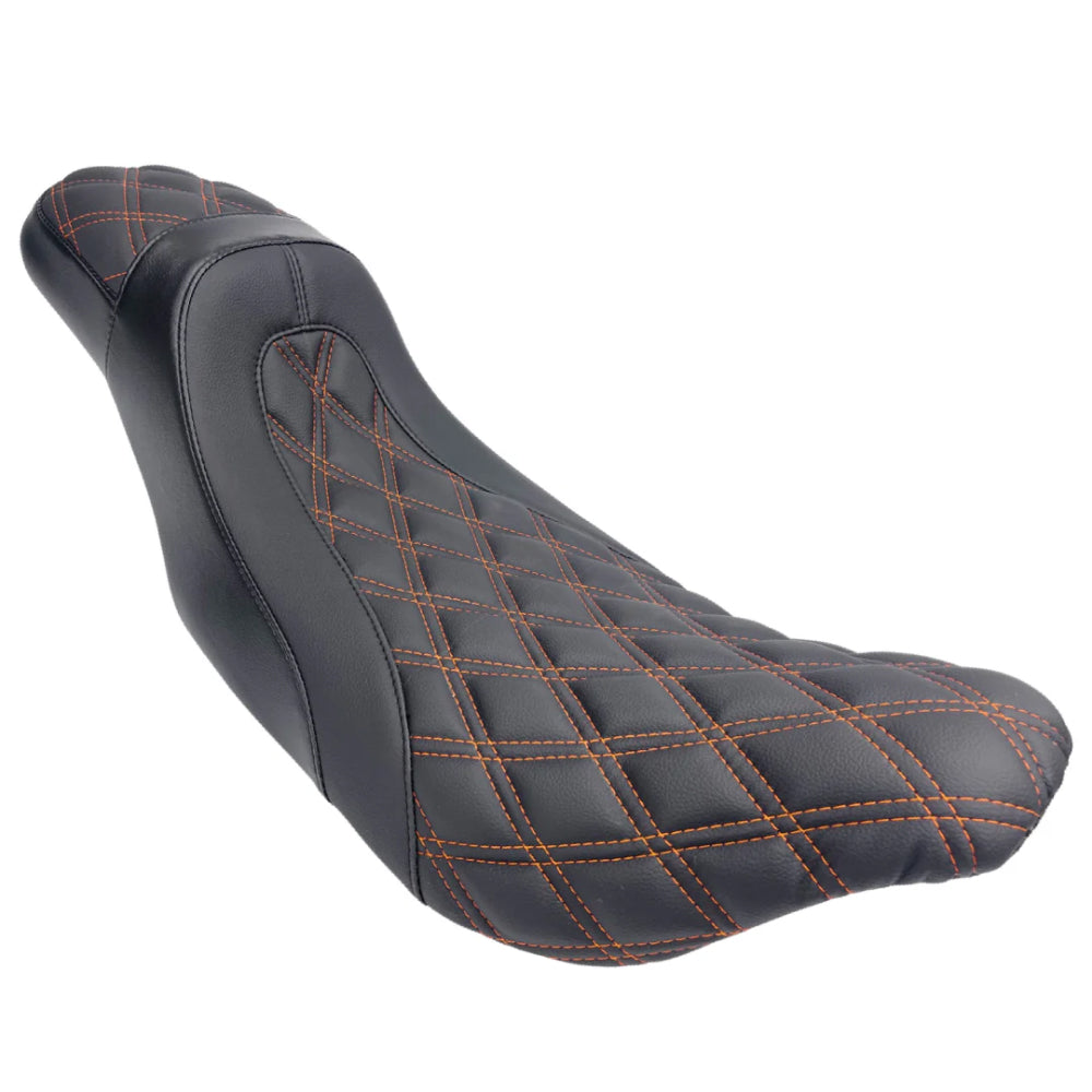FASTBACK "LARGO" 2Up (Designed For TALL Riders) | Touring Seat '08-'23 | Orange Double Diamond | CMC Motorsports