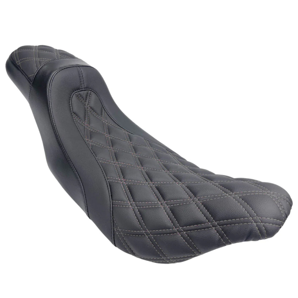 FASTBACK "LARGO" 2Up (Designed For TALL Riders) | Touring Seat '08-'23 | Charcoal Grey Double Diamond | CMC Motorsports
