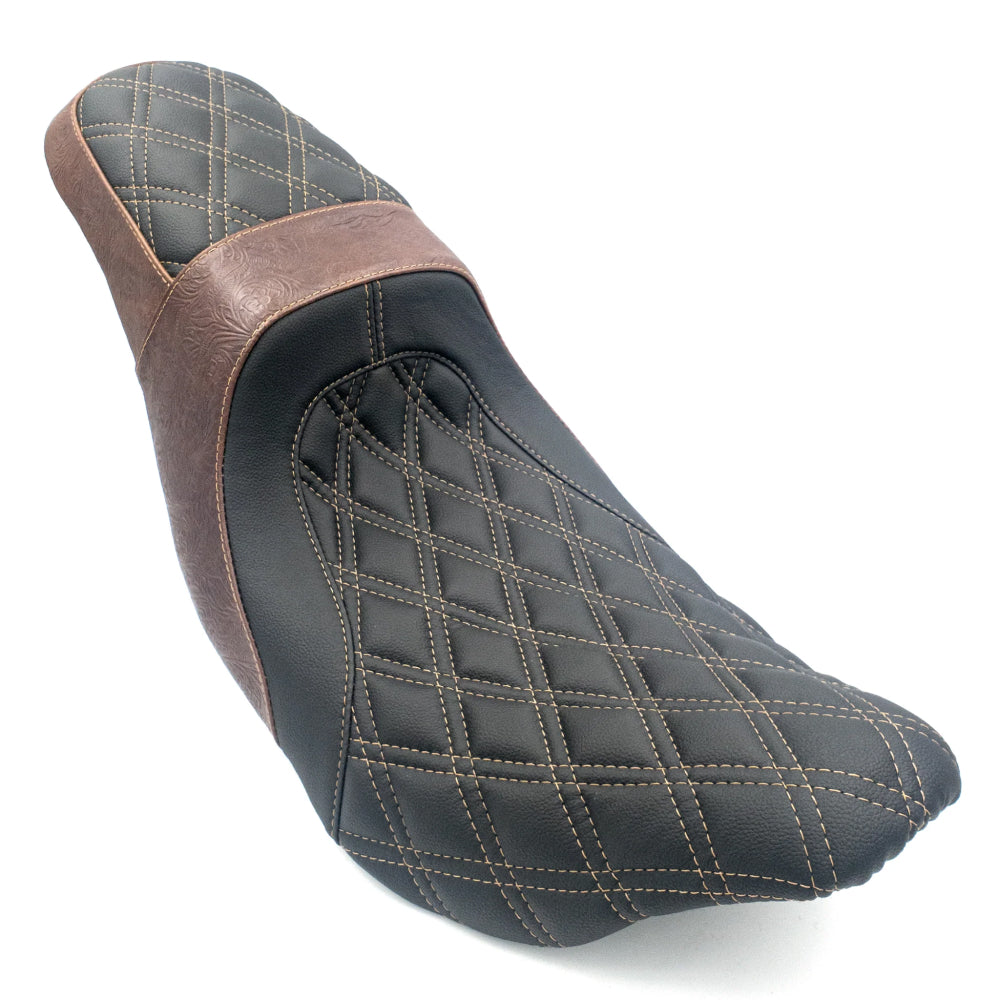 CMC "Level-Up" 2Up Seat | Touring '08-'23 | Revolver Engraved Brown Double Diamond 21 BUSINESS DAY PRODUCTION LEAD TIME | CMC Motorsports