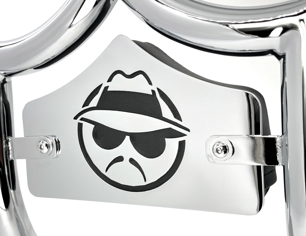 SMALL BACKPLATE for El Rey Backrest™ - VATO LOCO (Chrome or Black) | | CMC Motorsports