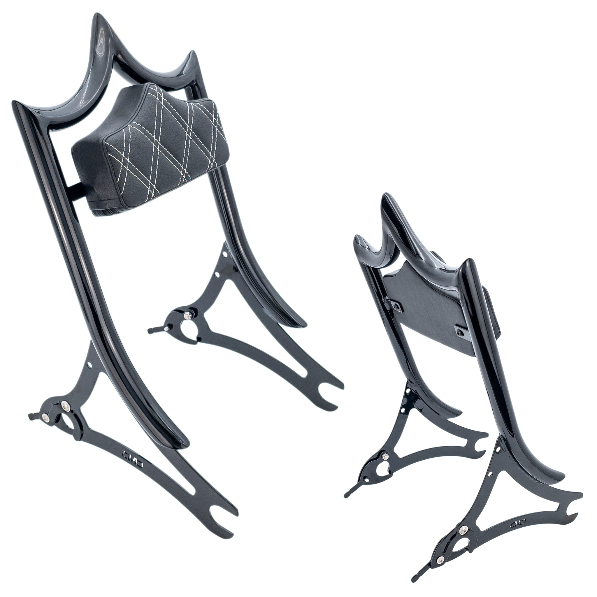El Rey Backrest | 2014-2025 Indian | Gloss Black White Double Diamond | CMC Motorsports
