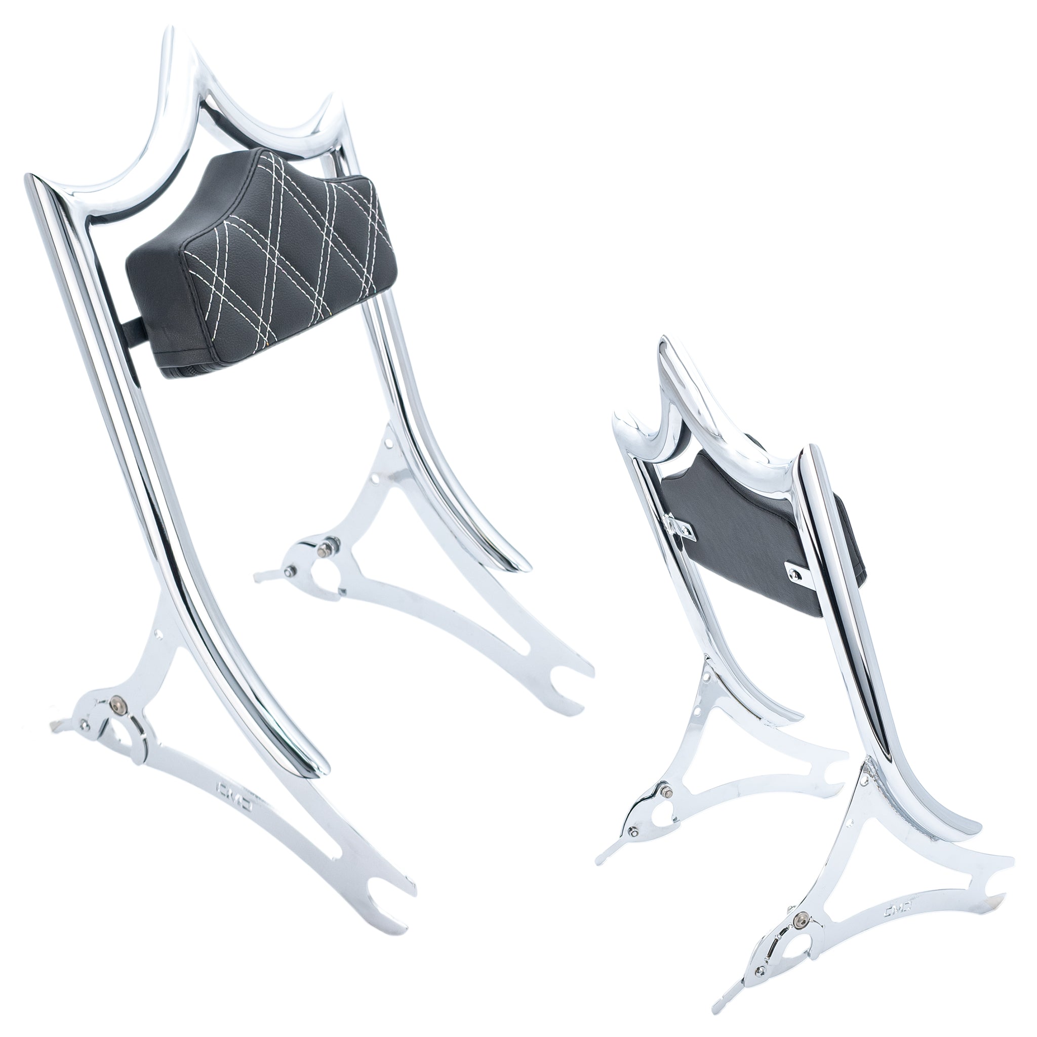 El Rey Backrest | 2014-2025 Indian | Show Chrome White Double Diamond | CMC Motorsports