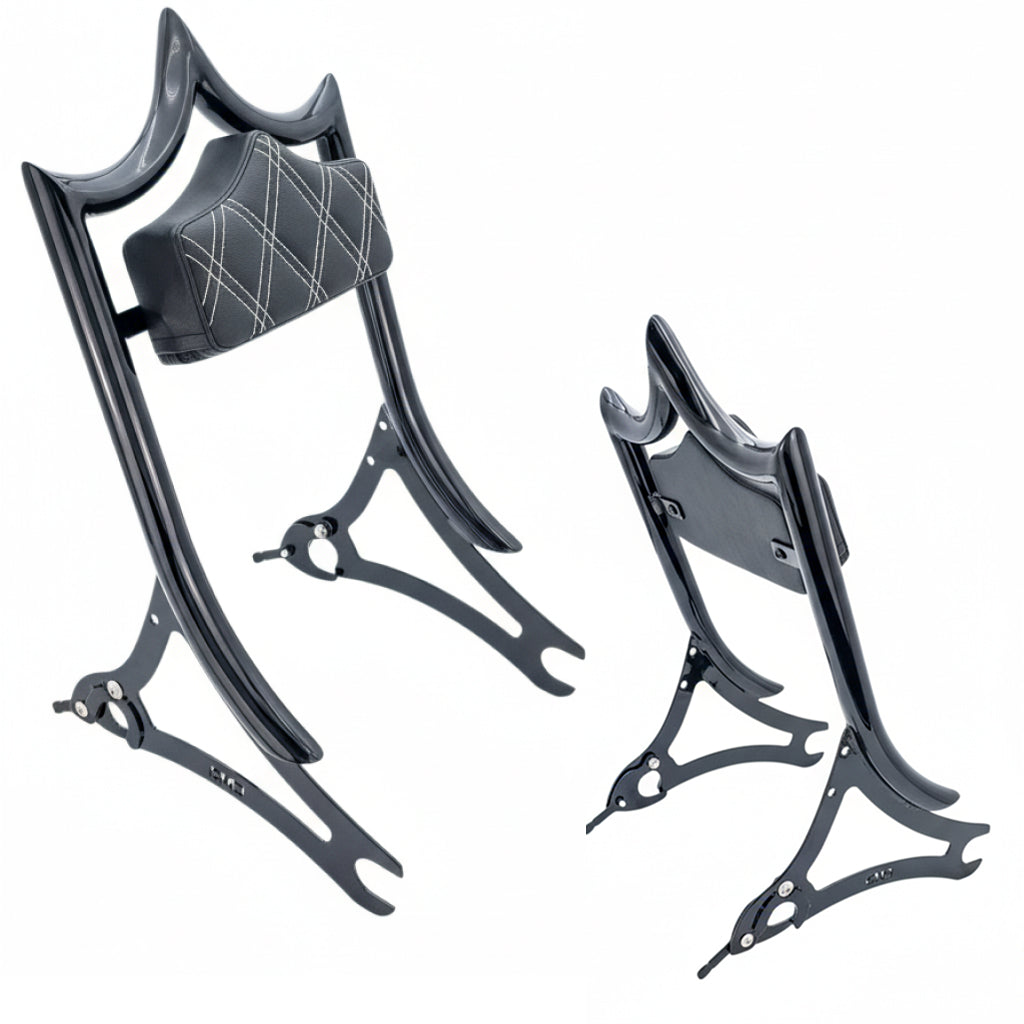 El Rey Backrest | 2014-2025 Indian | Gloss Black Charcoal Gray Double Diamond | CMC Motorsports